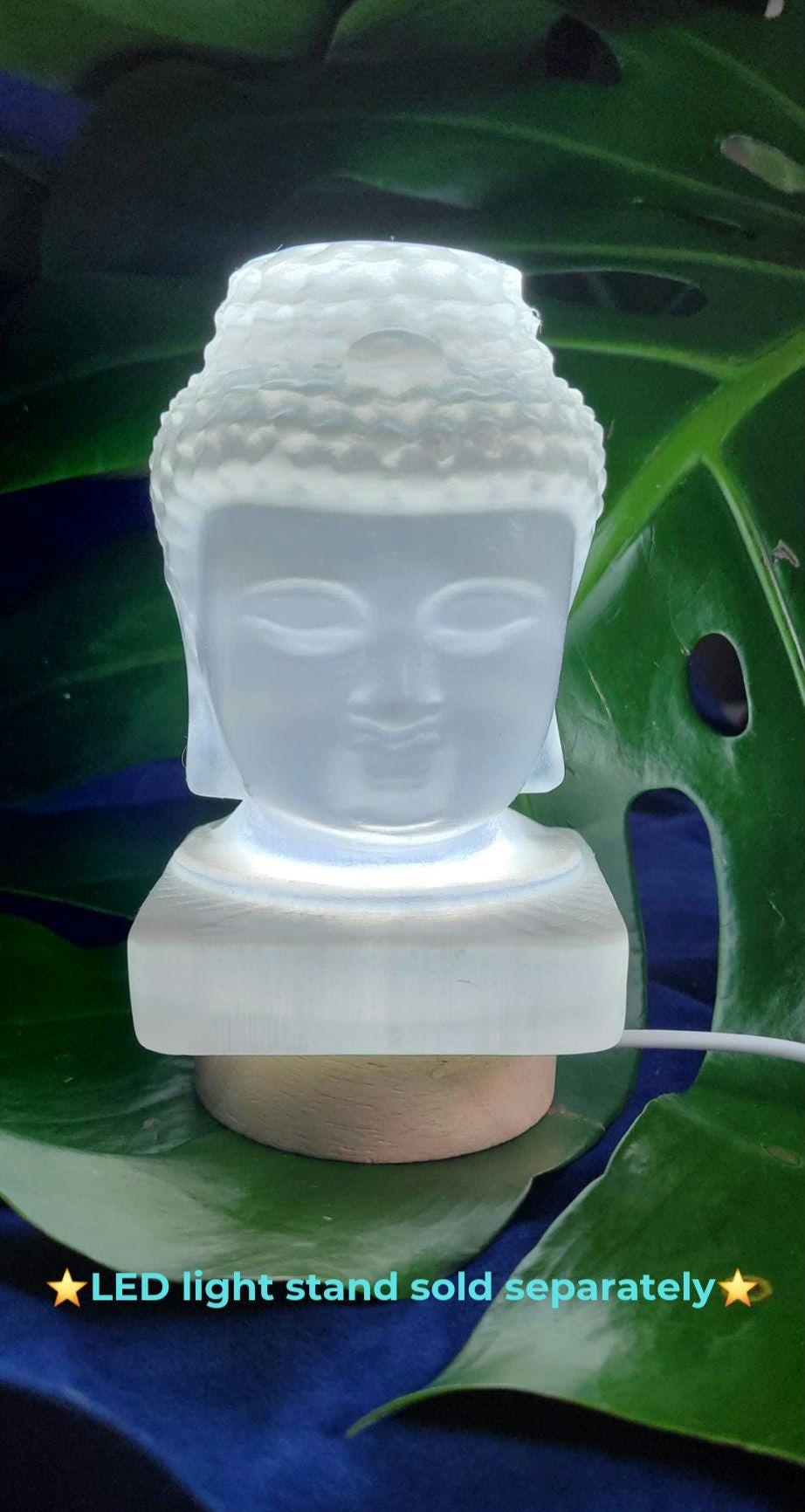 Selenite Buddha Head Crystal Carving|Space and Crystal Cleanser|Crystal Collector|Home Decor|Meditation|Gift ideas|Calming and Purifying