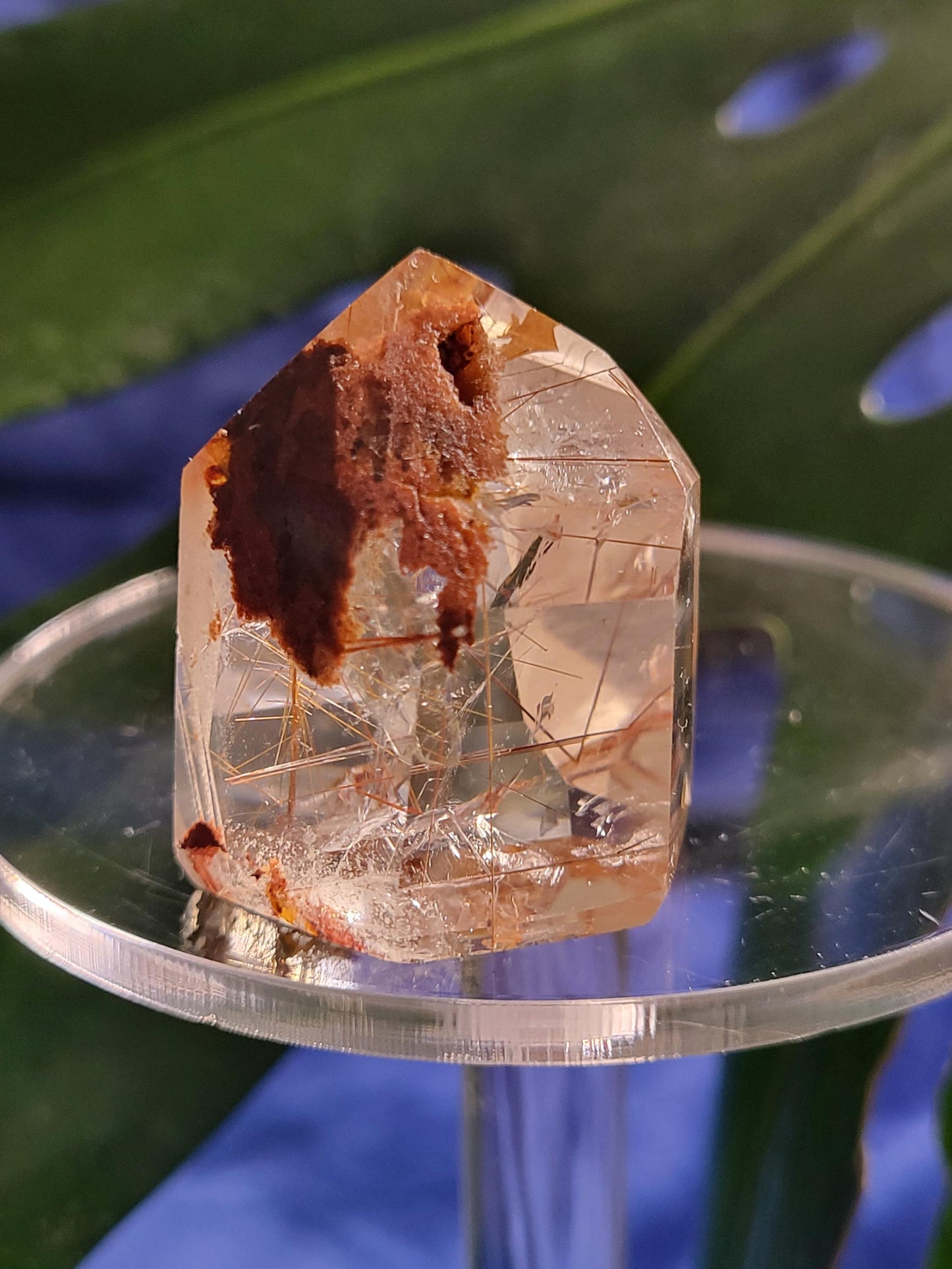 AAA Grade Stunning Clear Quartz from Brazil-Lodolite, Red & Gold Rutilated Amphibole Crystal Rare Collectors Piece-Home Decor-Gift-34 grams