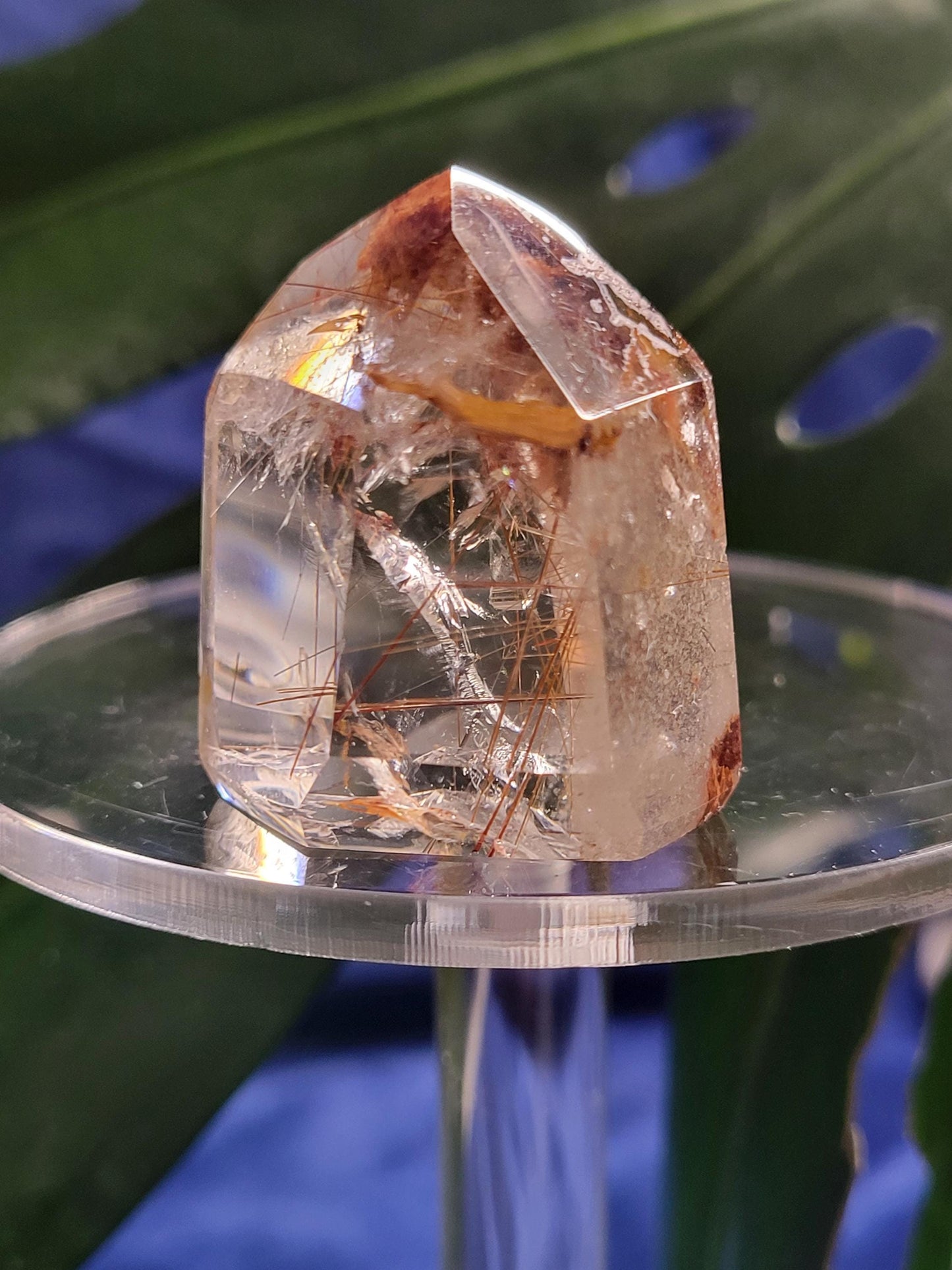 AAA Grade Stunning Clear Quartz from Brazil-Lodolite, Red & Gold Rutilated Amphibole Crystal Rare Collectors Piece-Home Decor-Gift-34 grams