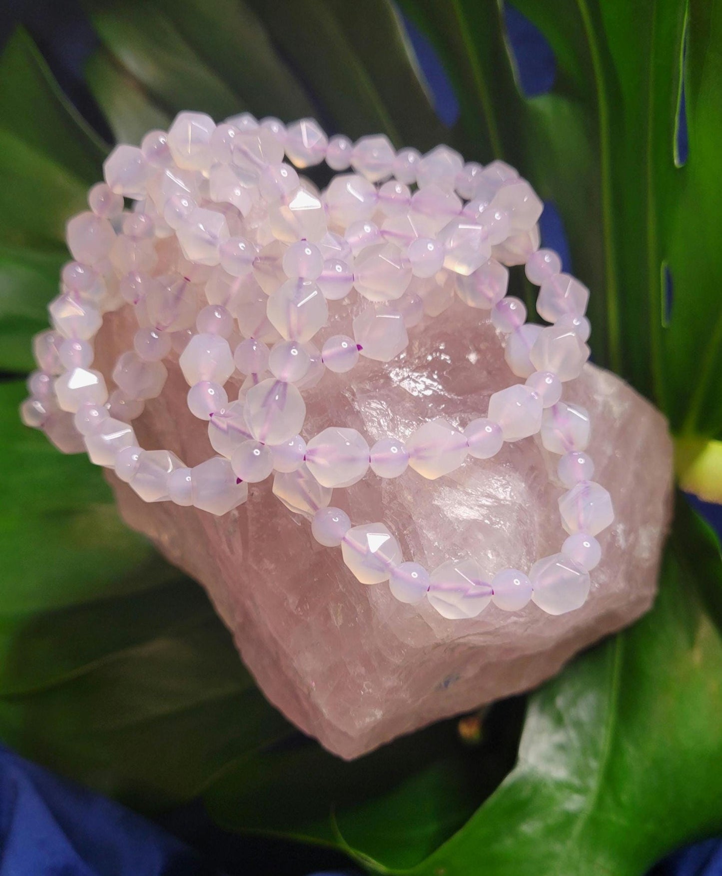 Faceted Lavender Moon Quartz Bracelet - Wedding Party Anniversary Birthday Christmas Gift Ideas - 6.7 mm