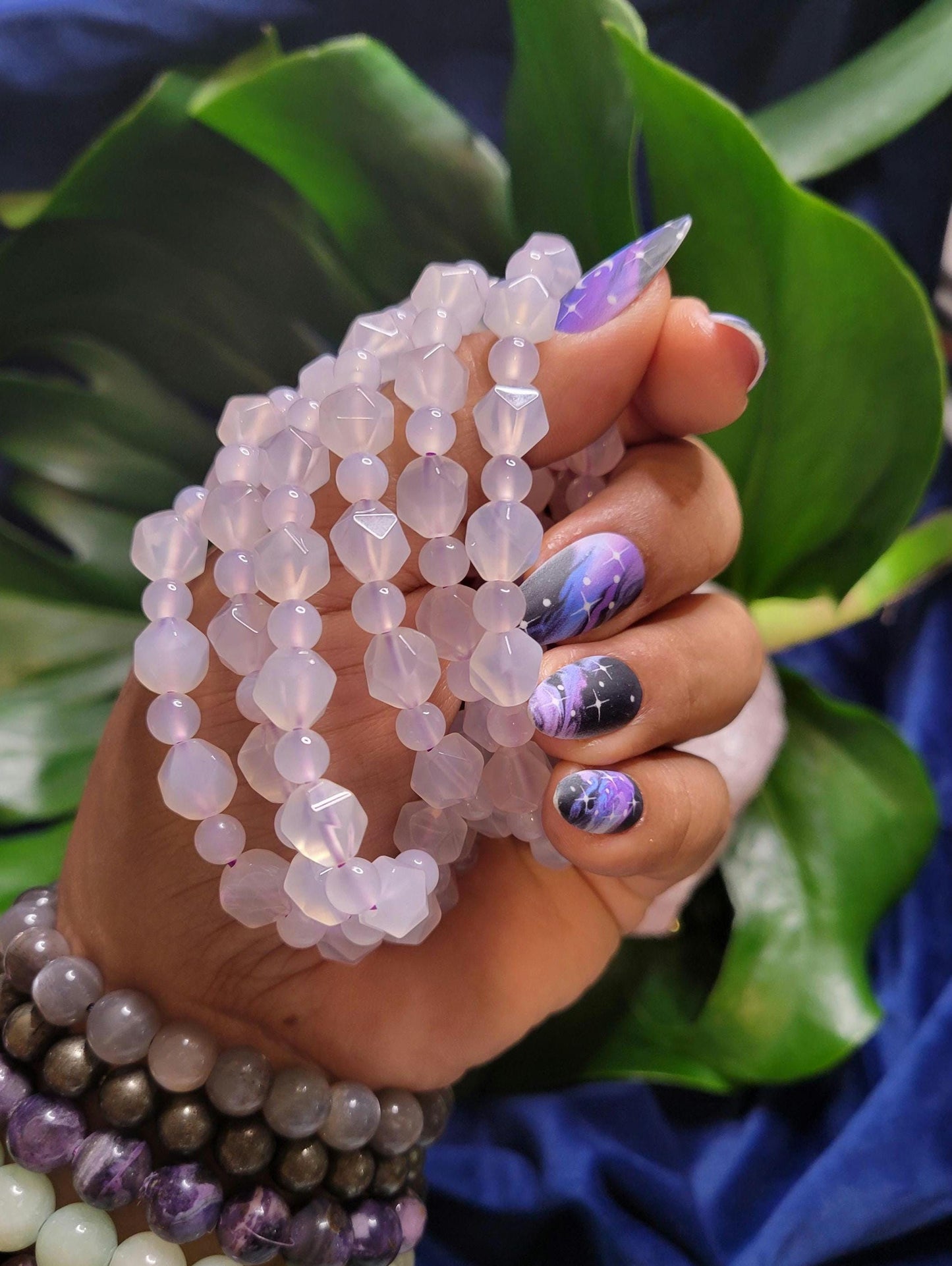 Faceted Lavender Moon Quartz Bracelet - Wedding Party Anniversary Birthday Christmas Gift Ideas - 6.7 mm
