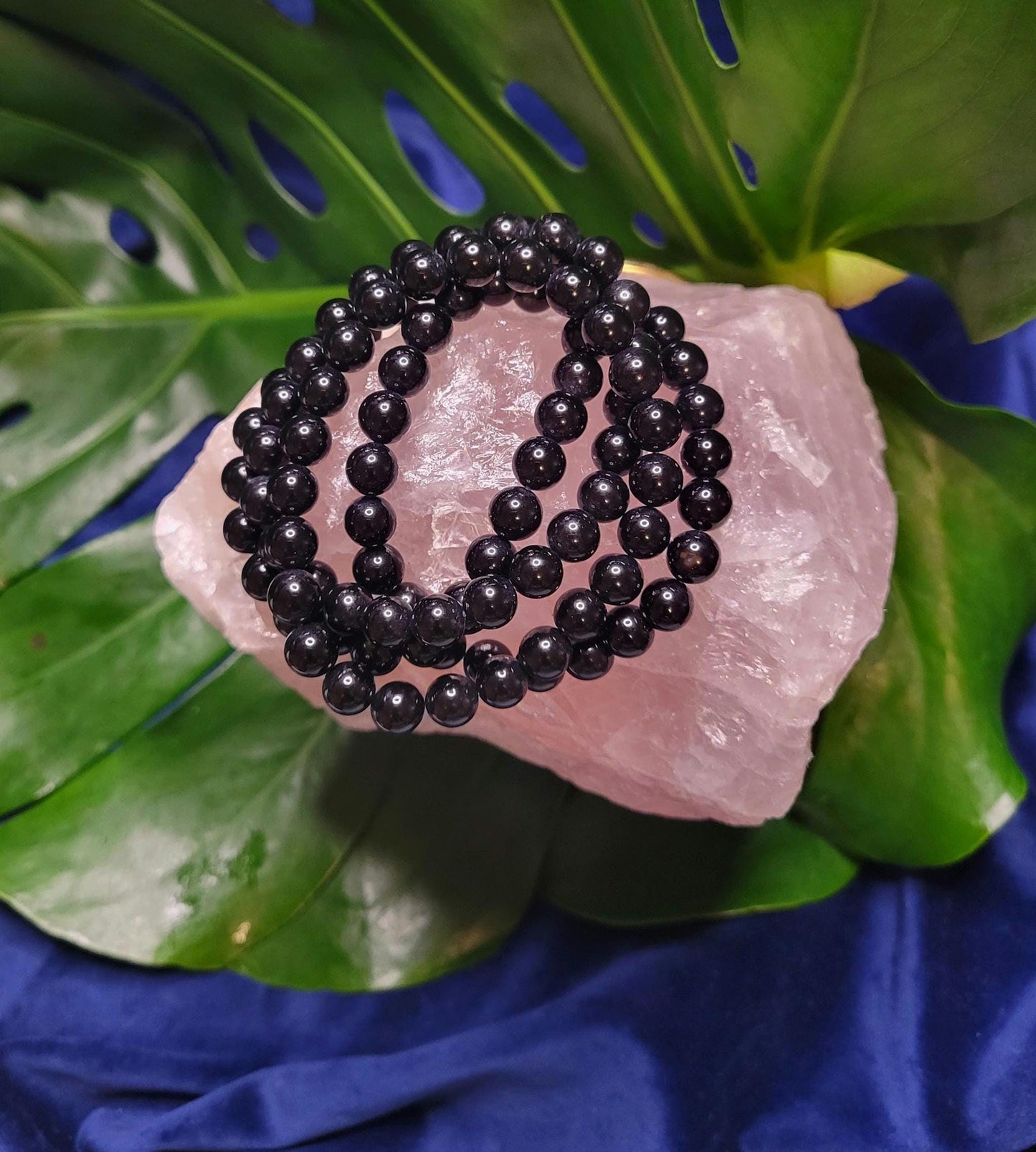 Black Onyx Crystal Beaded Bracelets - Wedding Party Anniversary Birthday Christmas Gift Ideas - 6mm