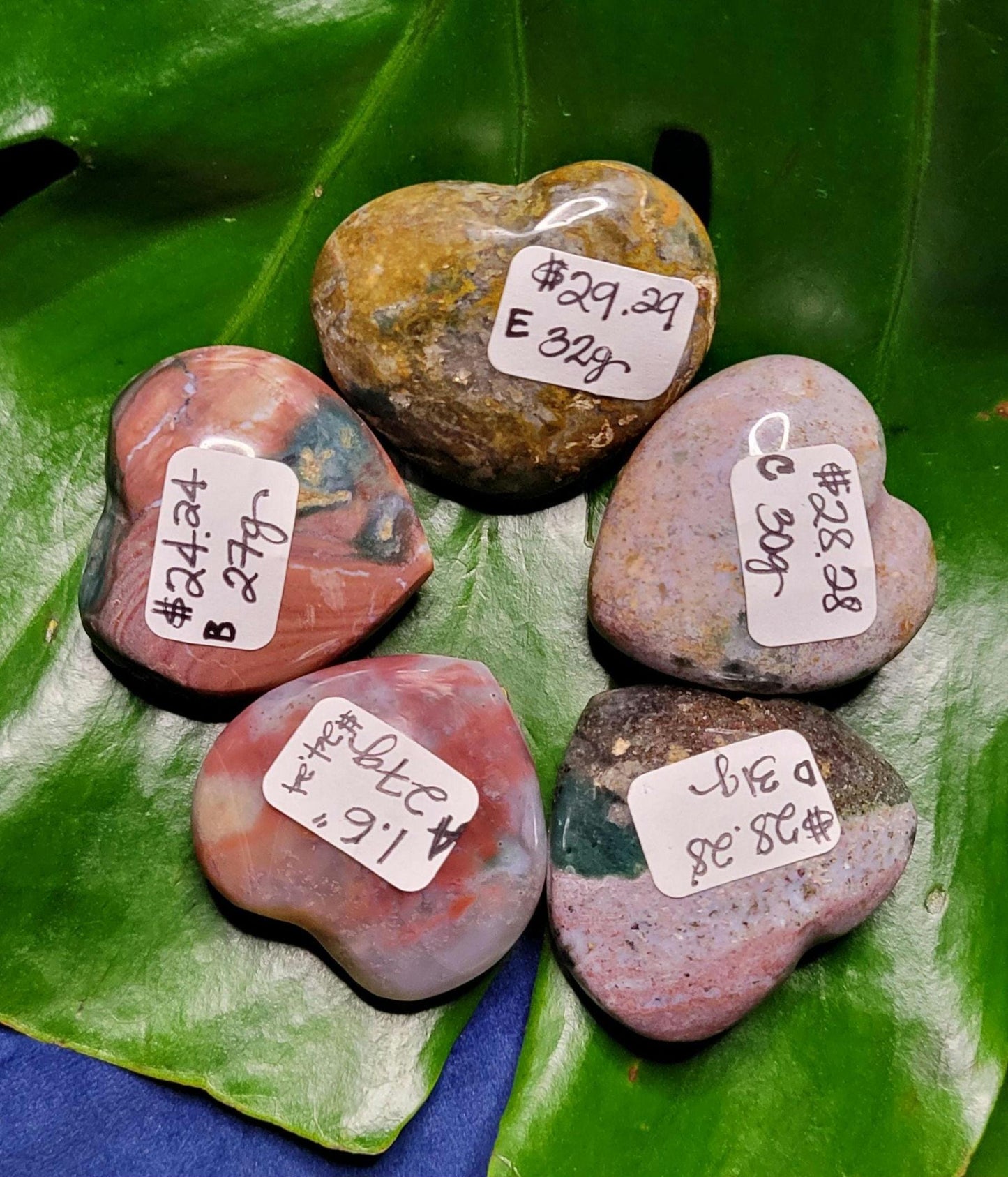 Ocean Jasper Carved Crystal Hearts from Madagascar | Birthday Anniversary Christmas Love Gift Ideas | Crystal Carvings | Your Pick