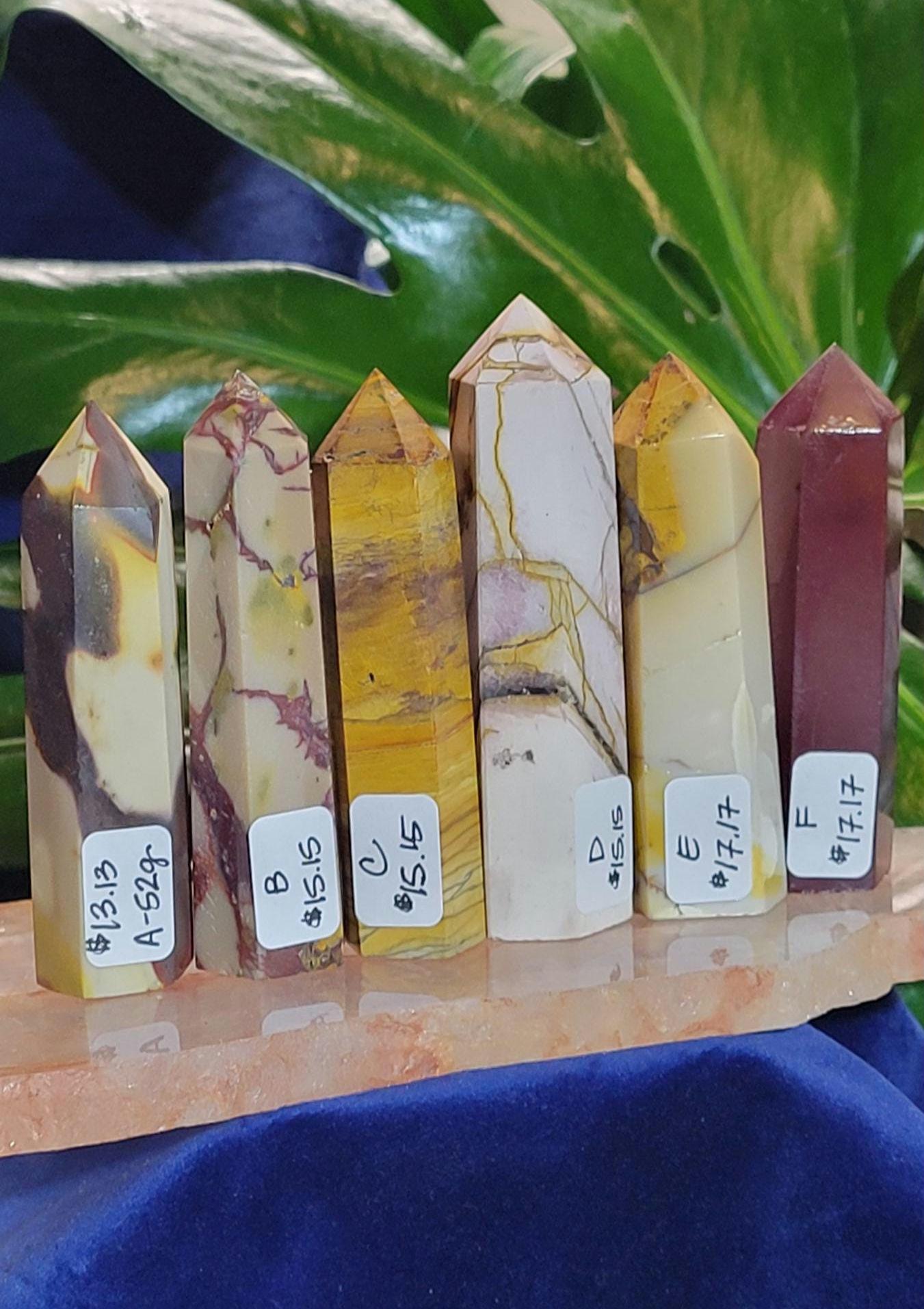 Mookaite Crystal Towers Obelisks | Your Pick | Wedding Party Birthday Christmas Gift Ideas | Purple Red Yellow Pink Beige | From Australia