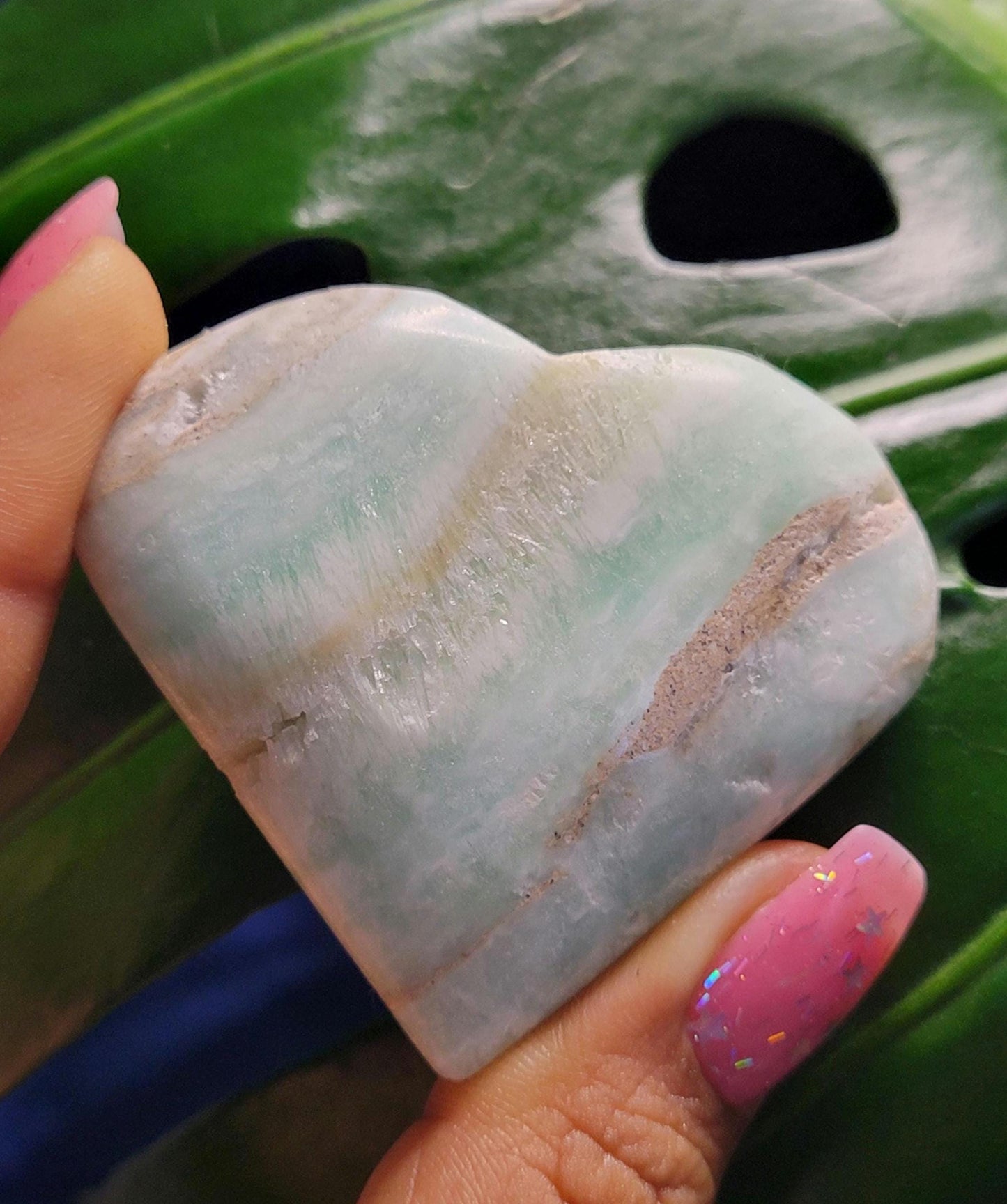 Beautiful Caribbean Calcite Heart Carving | Crystal Collector | Vibrant Beachy Colors with Clam Energy |Birthday or Valentines Day Love Gift