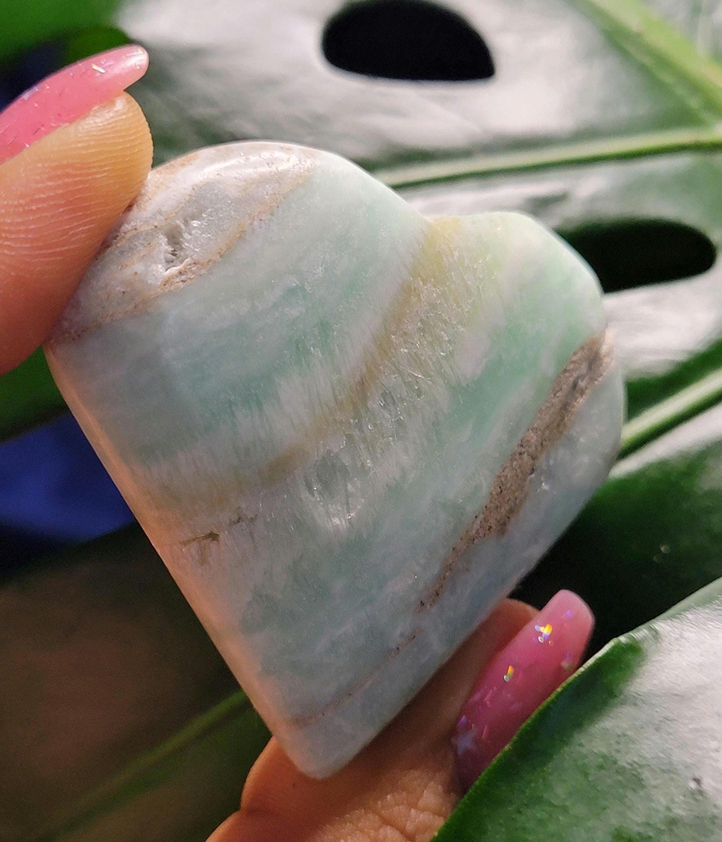 Beautiful Caribbean Calcite Heart Carving | Crystal Collector | Vibrant Beachy Colors with Clam Energy |Birthday or Valentines Day Love Gift