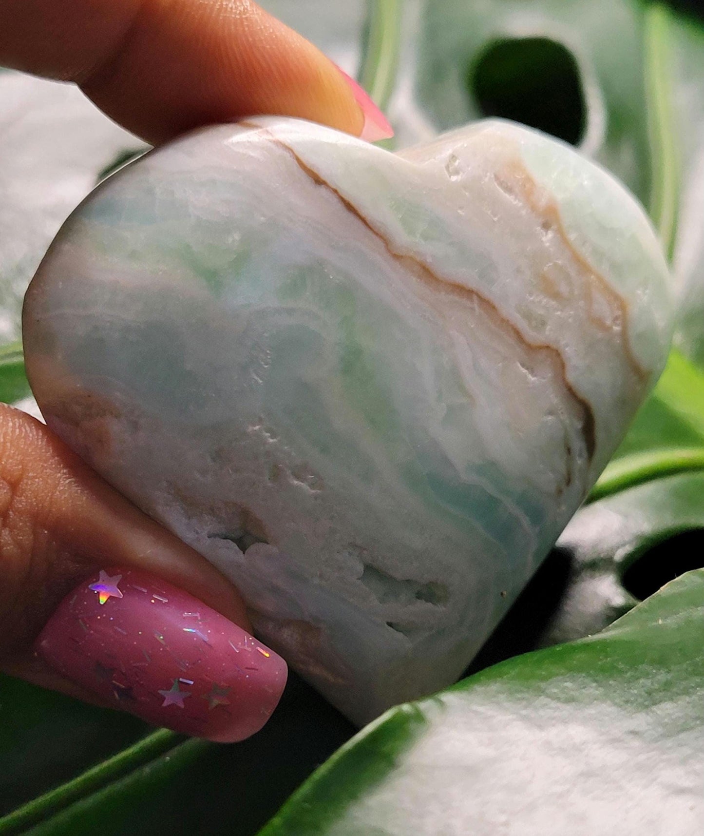 Beautiful Caribbean Calcite Heart Carving | Crystal Collector | Vibrant Beachy Colors with Clam Energy |Birthday or Valentines Day Love Gift