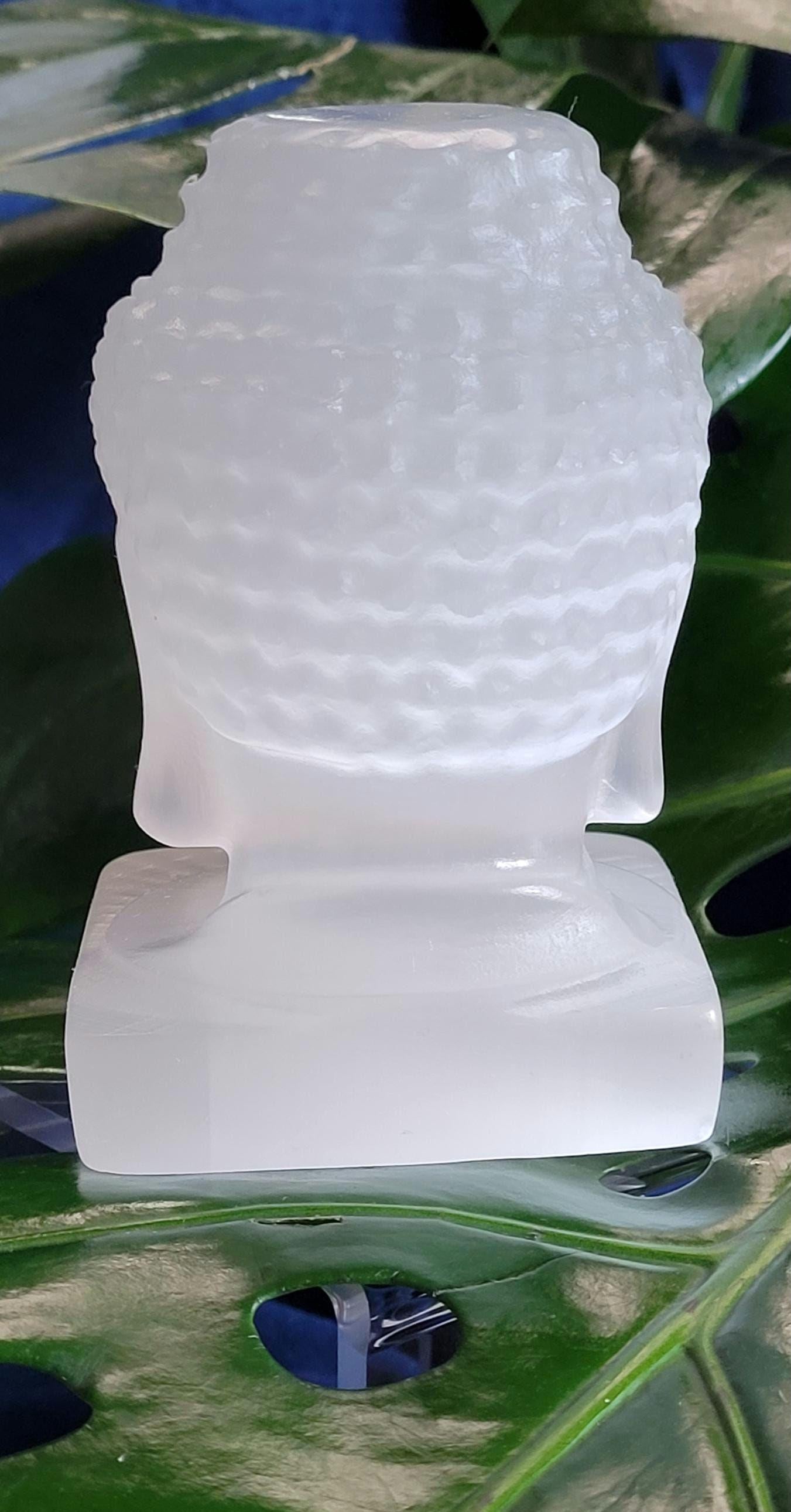 Selenite Buddha Head Crystal Carving|Space and Crystal Cleanser|Crystal Collector|Home Decor|Meditation|Gift ideas|Calming and Purifying