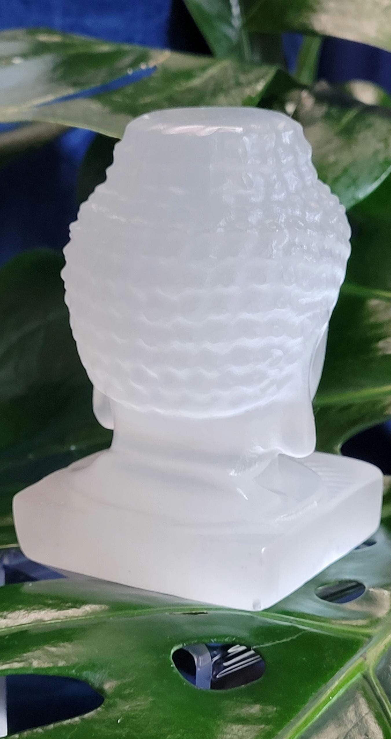 Selenite Buddha Head Crystal Carving|Space and Crystal Cleanser|Crystal Collector|Home Decor|Meditation|Gift ideas|Calming and Purifying