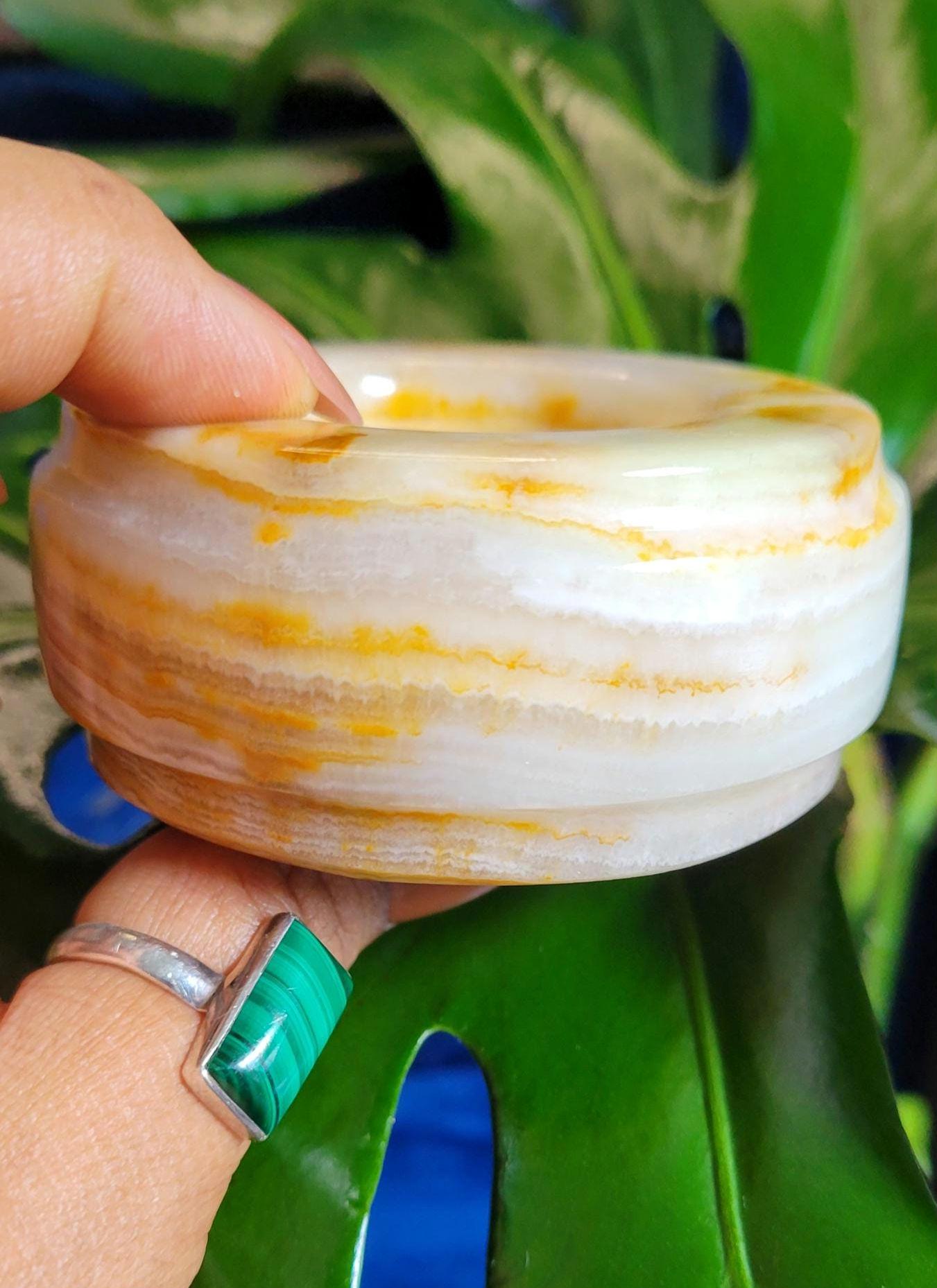 Green Onyx Crystal Sphere Stand | Candle Holder | Jewelry Bowl |Banding | From Pakistan | Home Decor | Birthday Anniversary Christmas Gift