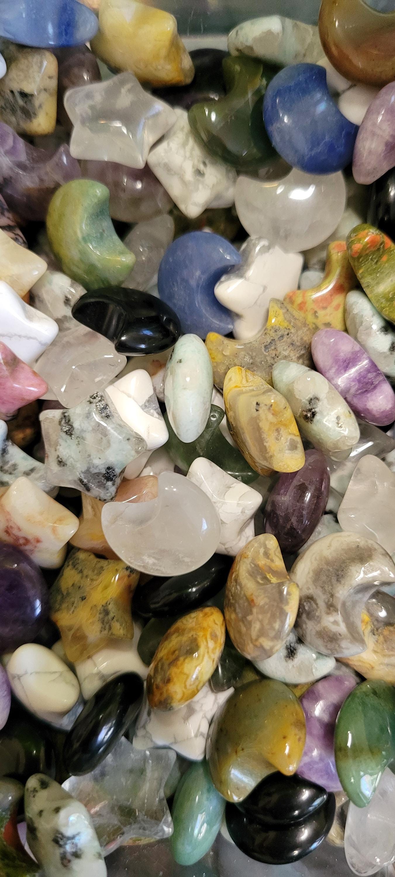Set of (10) Mini Moon and Stars Crystal Carvings | Intuitively Picked | Birthday Christmas Party Gift Ideas | Arts and Crafts | Home Decor
