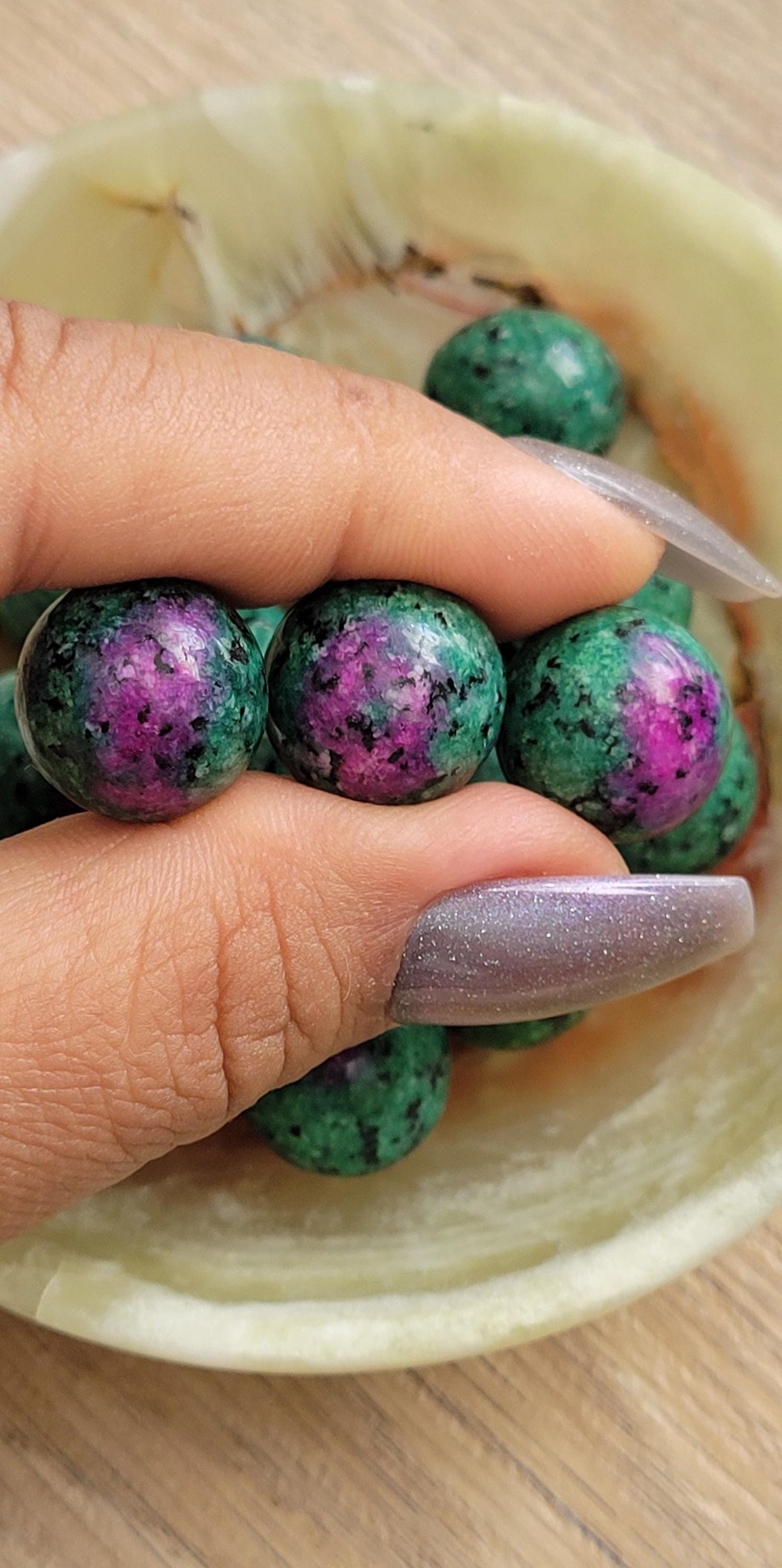 Mini Ruby Zoisite Sphere | UV Reactive | Birthday Christmas Party Gift Ideas | Arts Crafts Crystal Jewelry Wrapping | Griding | Home Decor