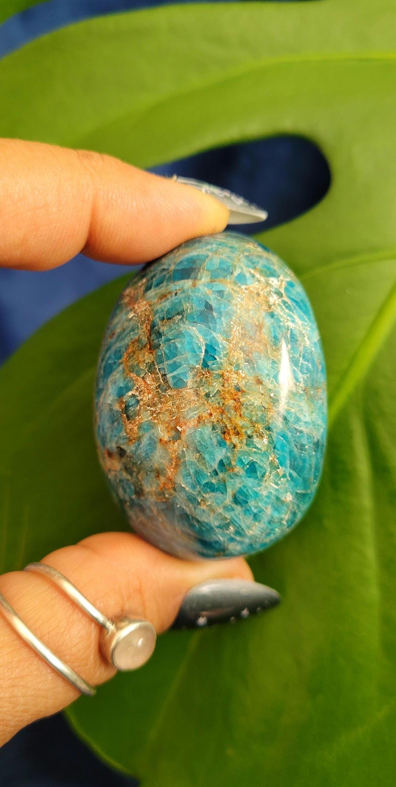 Apatite Palm Stones, Large | Your Pick | Meditation | Birthday Christmas Gift Ideas for you | Electric Blue | Third Eye Chakra