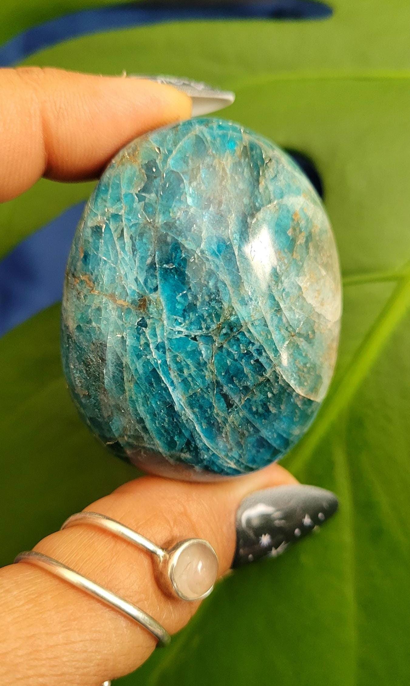 Apatite Palm Stones, Large | Your Pick | Meditation | Birthday Christmas Gift Ideas for you | Electric Blue | Third Eye Chakra