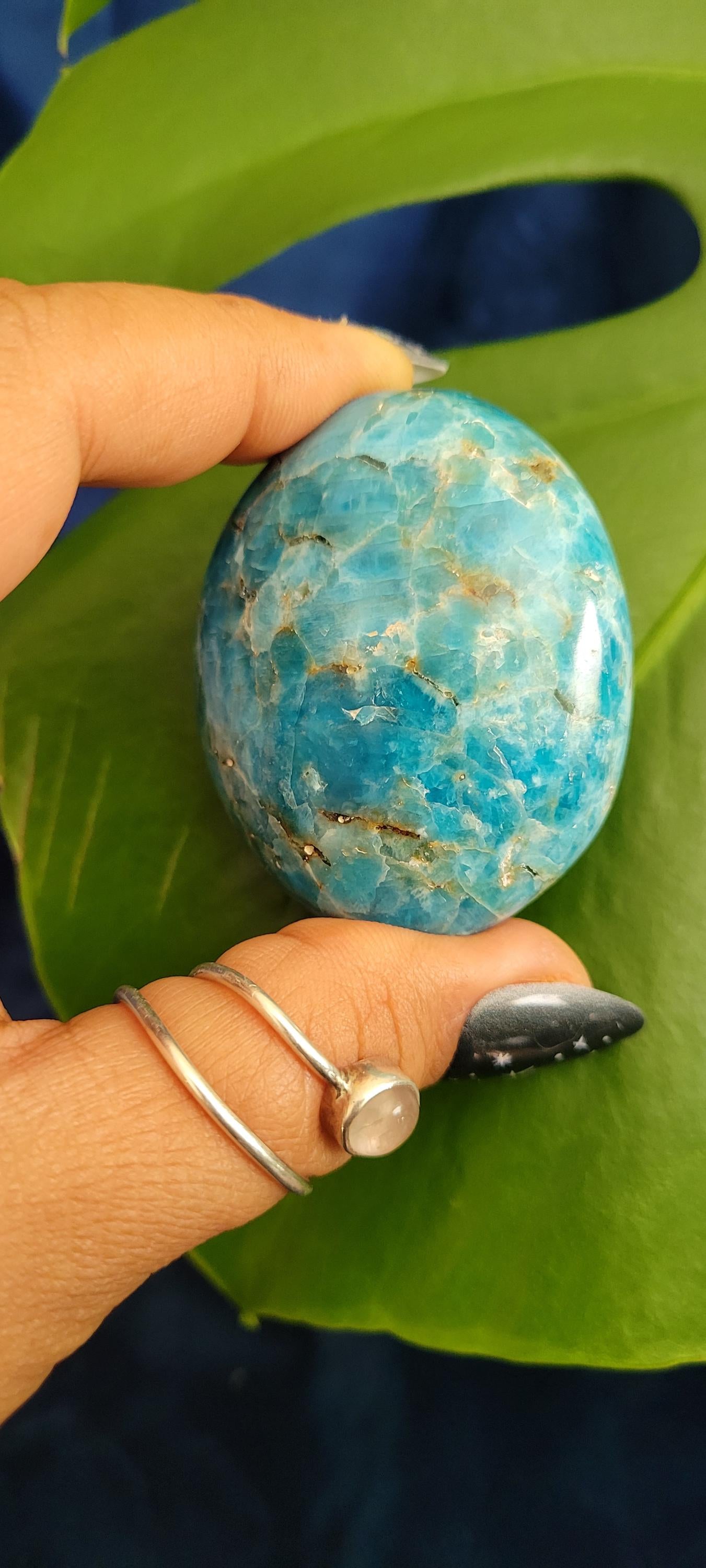 Apatite Palm Stones, Large | Your Pick | Meditation | Birthday Christmas Gift Ideas for you | Electric Blue | Third Eye Chakra