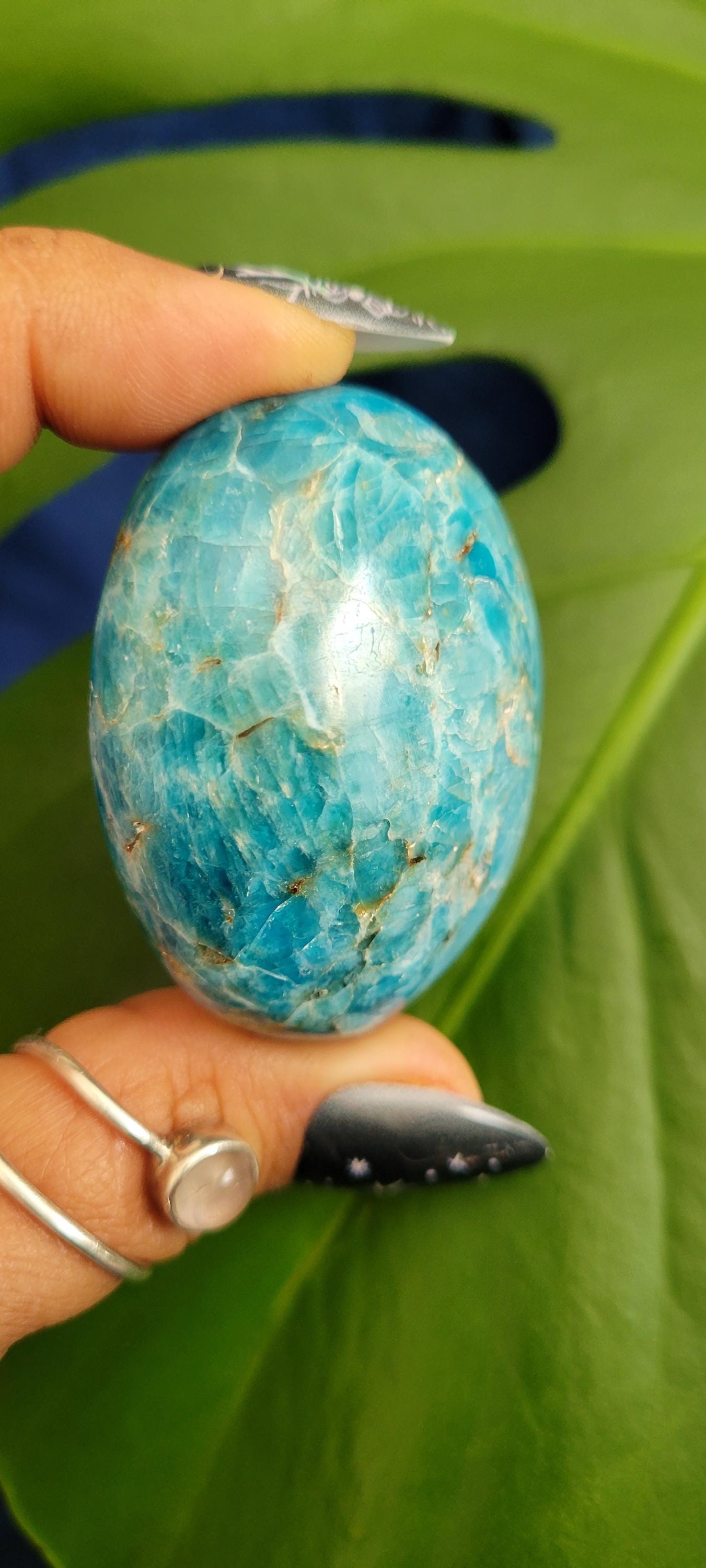Apatite Palm Stones, Large | Your Pick | Meditation | Birthday Christmas Gift Ideas for you | Electric Blue | Third Eye Chakra