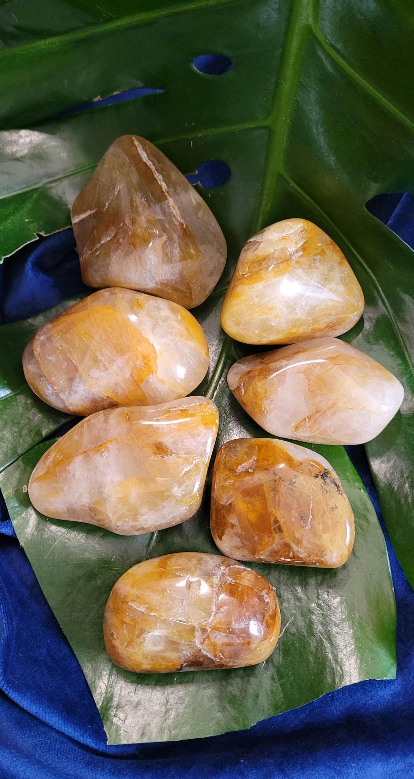 Golden Healer XL Freeforms | Quartz & Iron | Meditation Palm Stone Tools | Birthday Christmas Gift ideas | Good Energy |Gold and White