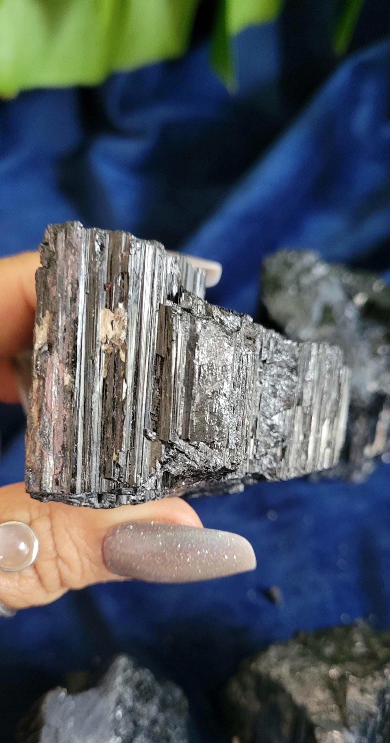 Shiny Natural Black Tourmaline with Quartz and Gold Mica | Birthday Anniversary Christmas Gift Ideas | Crystal Collector | Home Decor