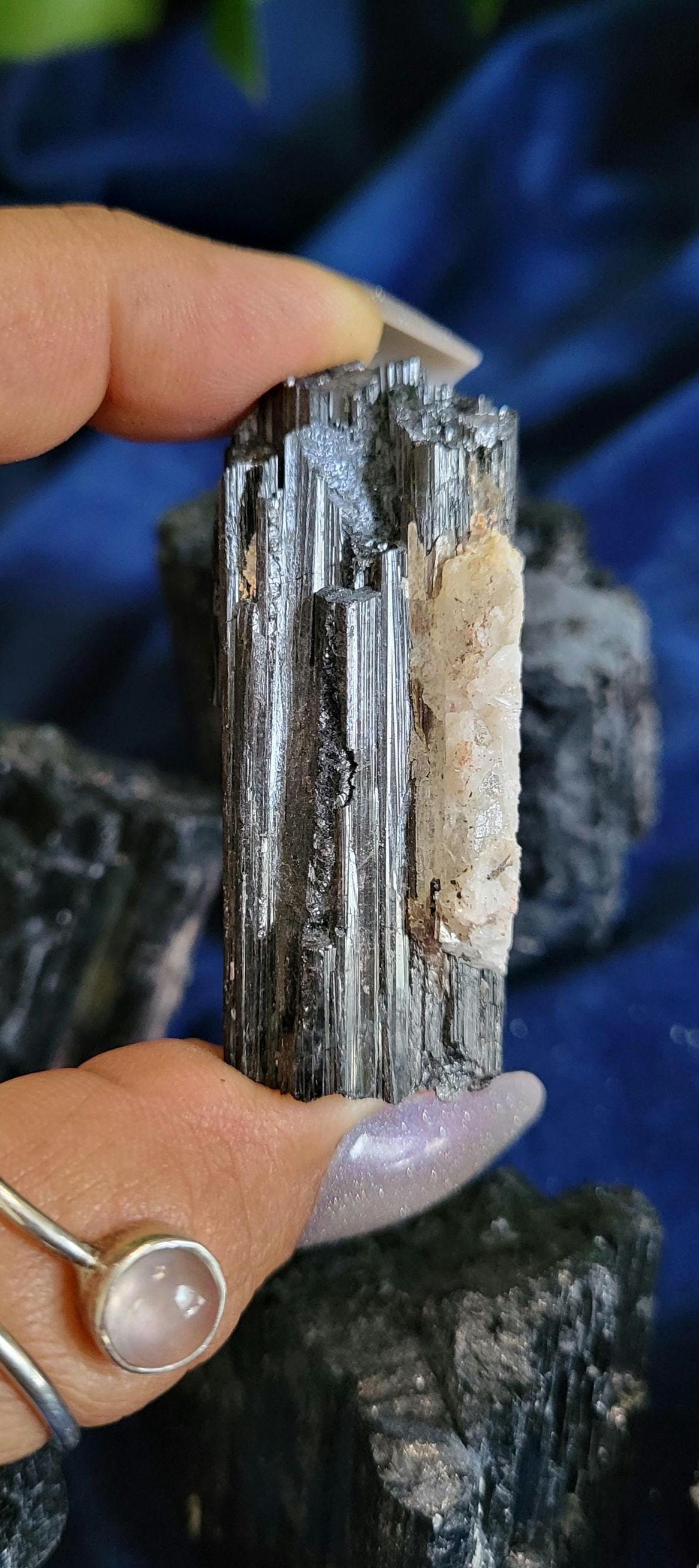 Shiny Natural Black Tourmaline with Quartz and Gold Mica | Birthday Anniversary Christmas Gift Ideas | Crystal Collector | Home Decor