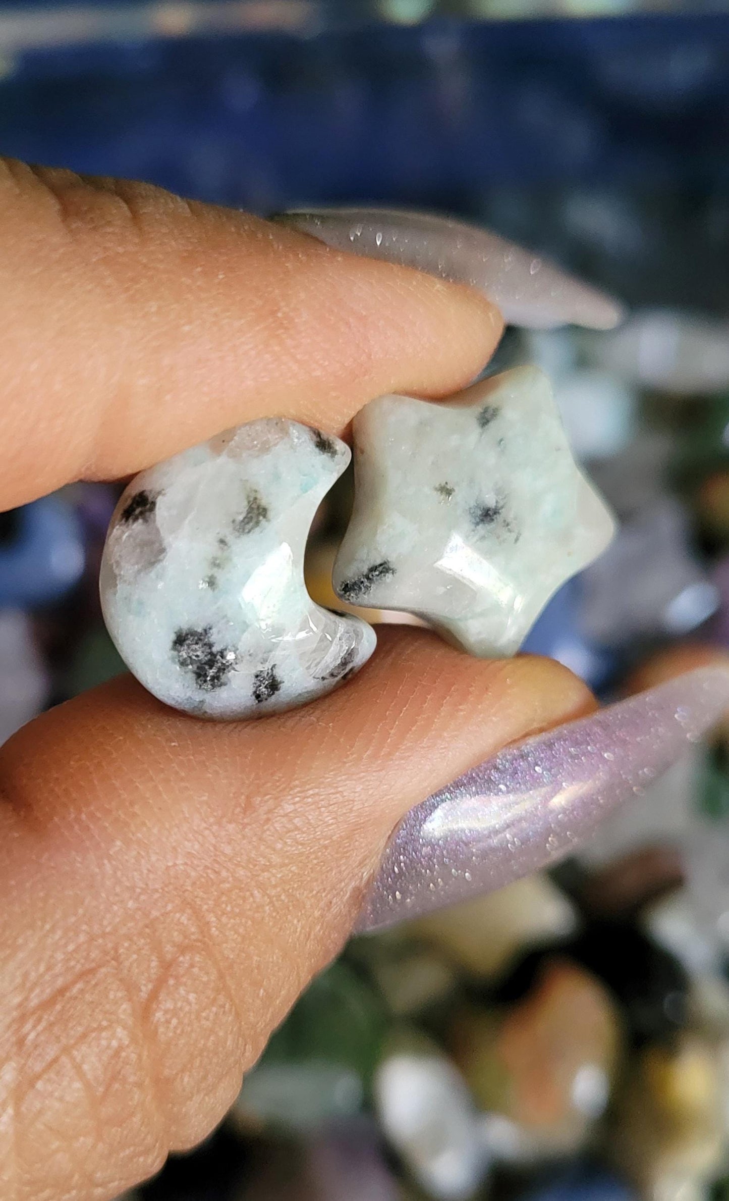 Set of (10) Mini Moon and Stars Crystal Carvings | Intuitively Picked | Birthday Christmas Party Gift Ideas | Arts and Crafts | Home Decor