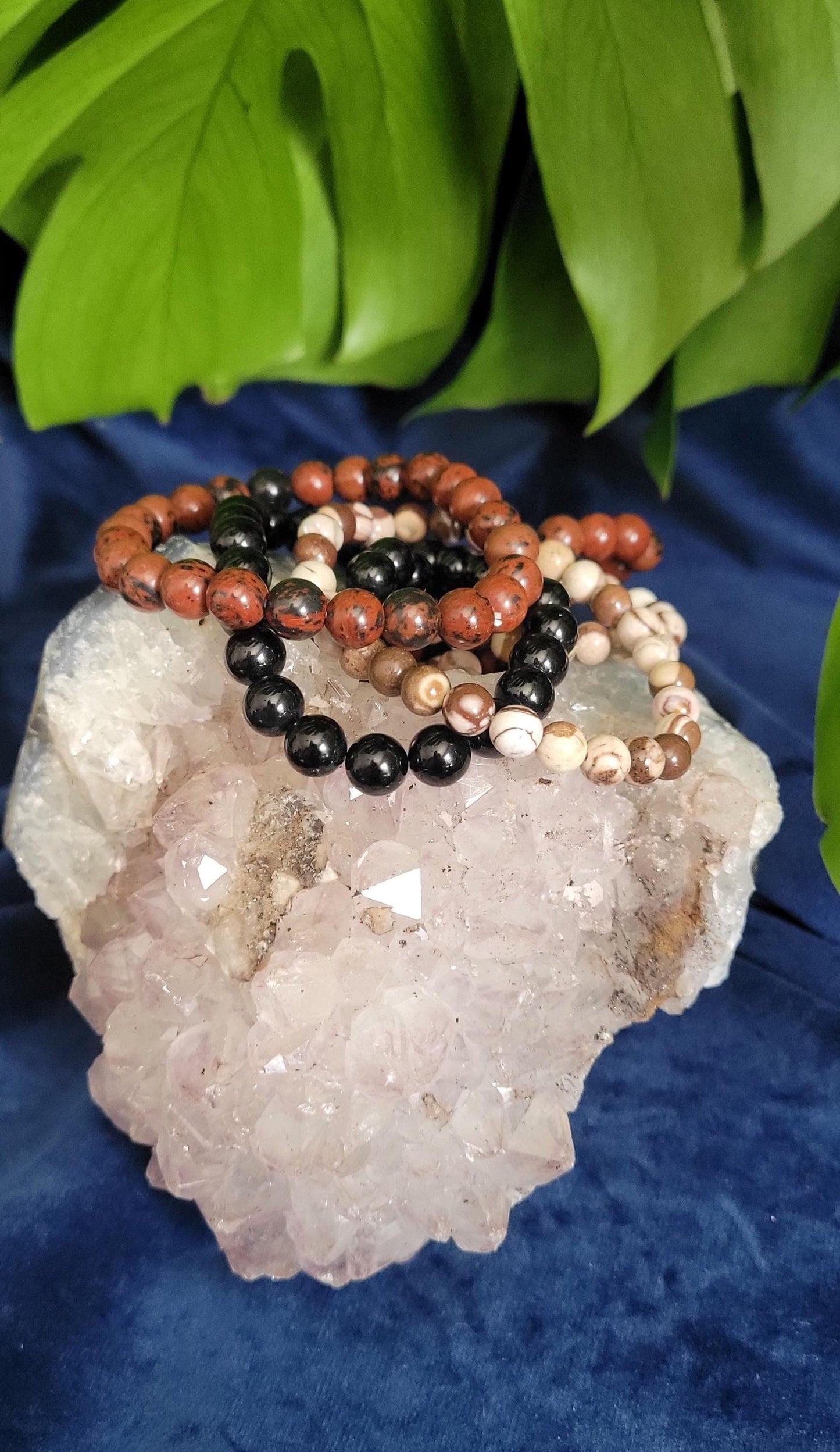Set of (3) Grounding Gift Set | 6mm & 8mm Crystal Beaded Bracelets | Gift Ideas | Crystal Jewelry | Growth Strength Grounding | Accessories