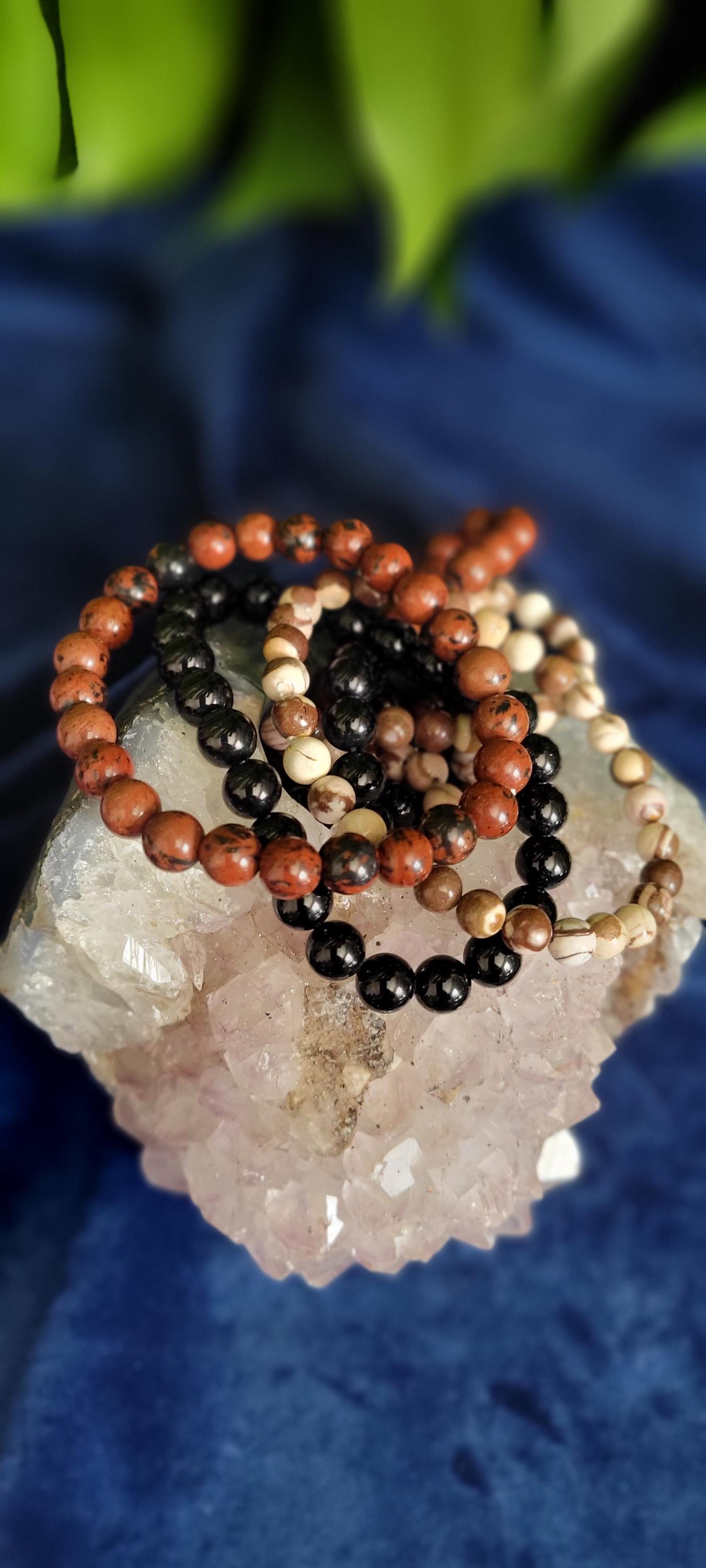 Set of (3) Grounding Gift Set | 6mm & 8mm Crystal Beaded Bracelets | Gift Ideas | Crystal Jewelry | Growth Strength Grounding | Accessories
