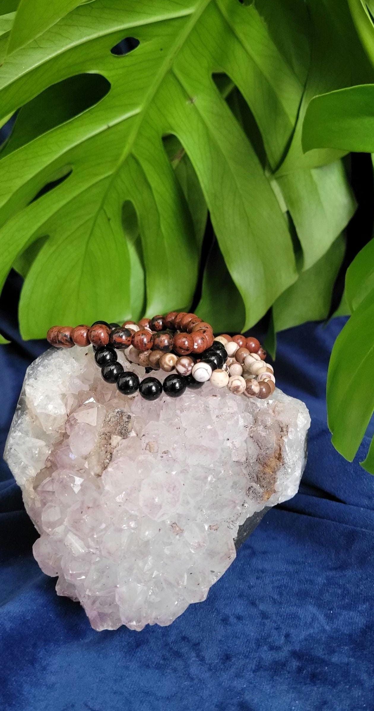 Set of (3) Grounding Gift Set | 6mm & 8mm Crystal Beaded Bracelets | Gift Ideas | Crystal Jewelry | Growth Strength Grounding | Accessories