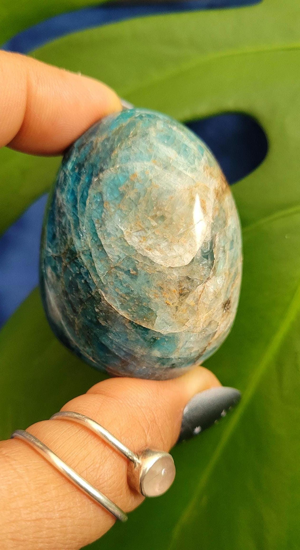 Apatite Palm Stones, Large | Your Pick | Meditation | Birthday Christmas Gift Ideas for you | Electric Blue | Third Eye Chakra