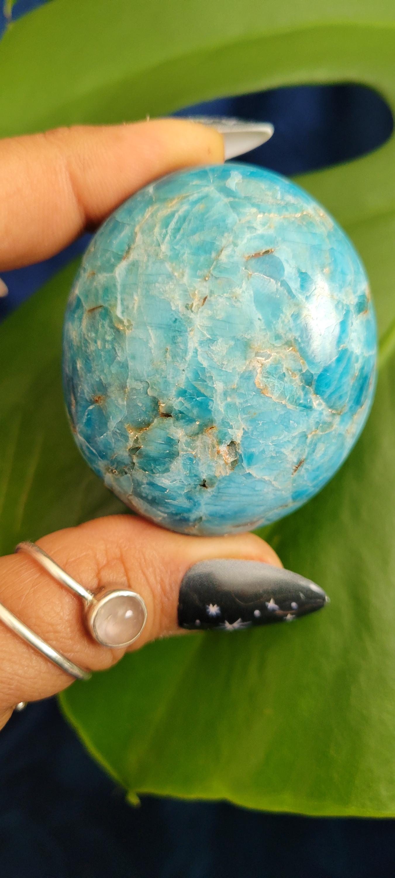 Apatite Palm Stones, Large | Your Pick | Meditation | Birthday Christmas Gift Ideas for you | Electric Blue | Third Eye Chakra