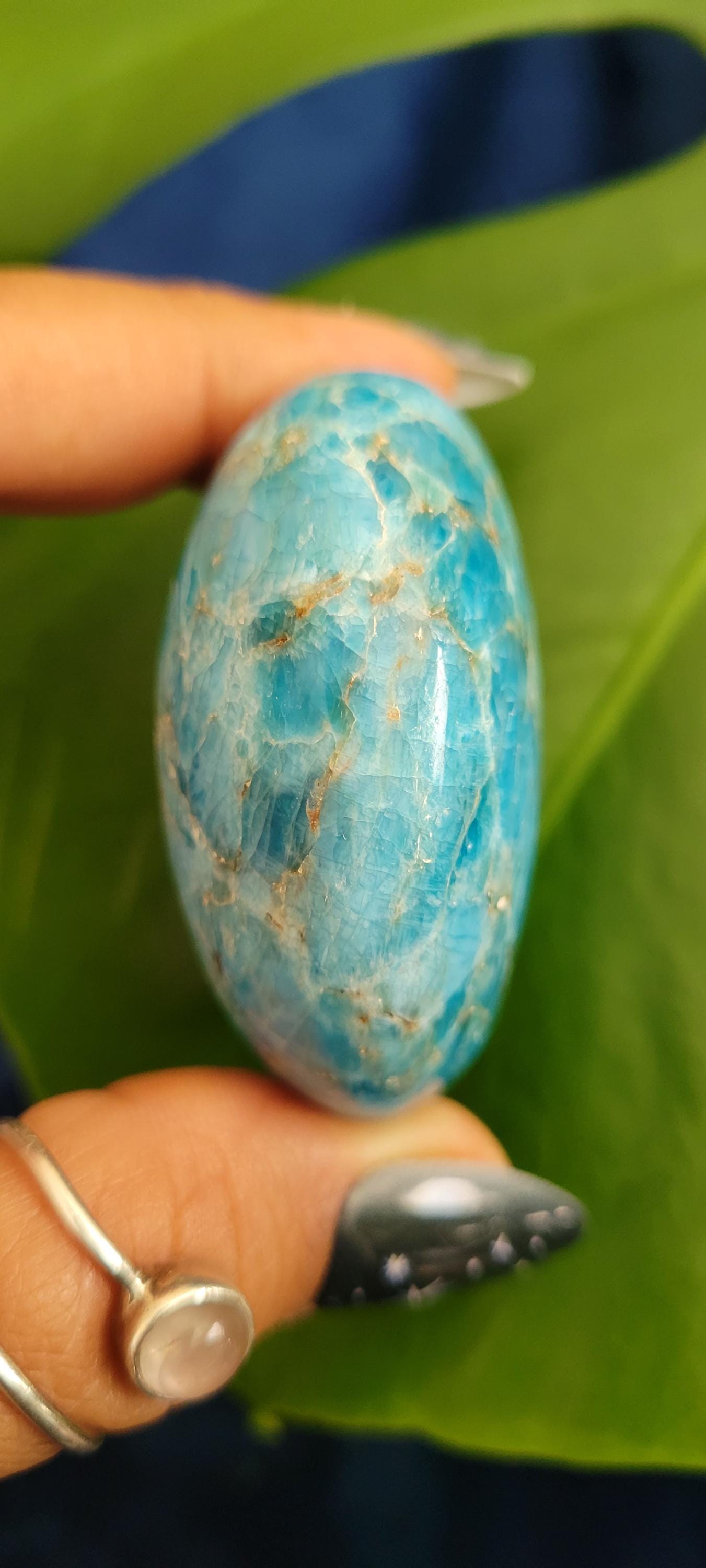 Apatite Palm Stones, Large | Your Pick | Meditation | Birthday Christmas Gift Ideas for you | Electric Blue | Third Eye Chakra