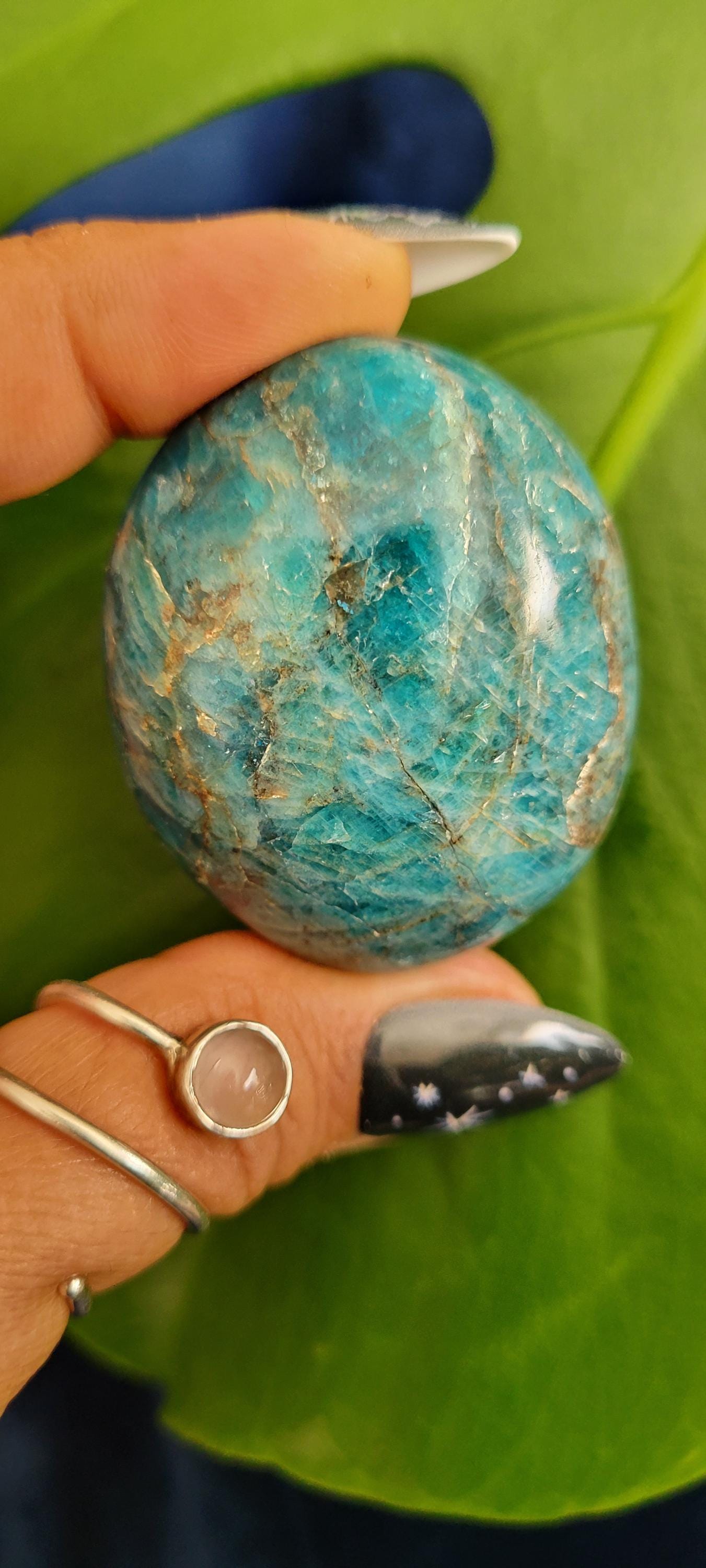 Apatite Palm Stones, Large | Your Pick | Meditation | Birthday Christmas Gift Ideas for you | Electric Blue | Third Eye Chakra