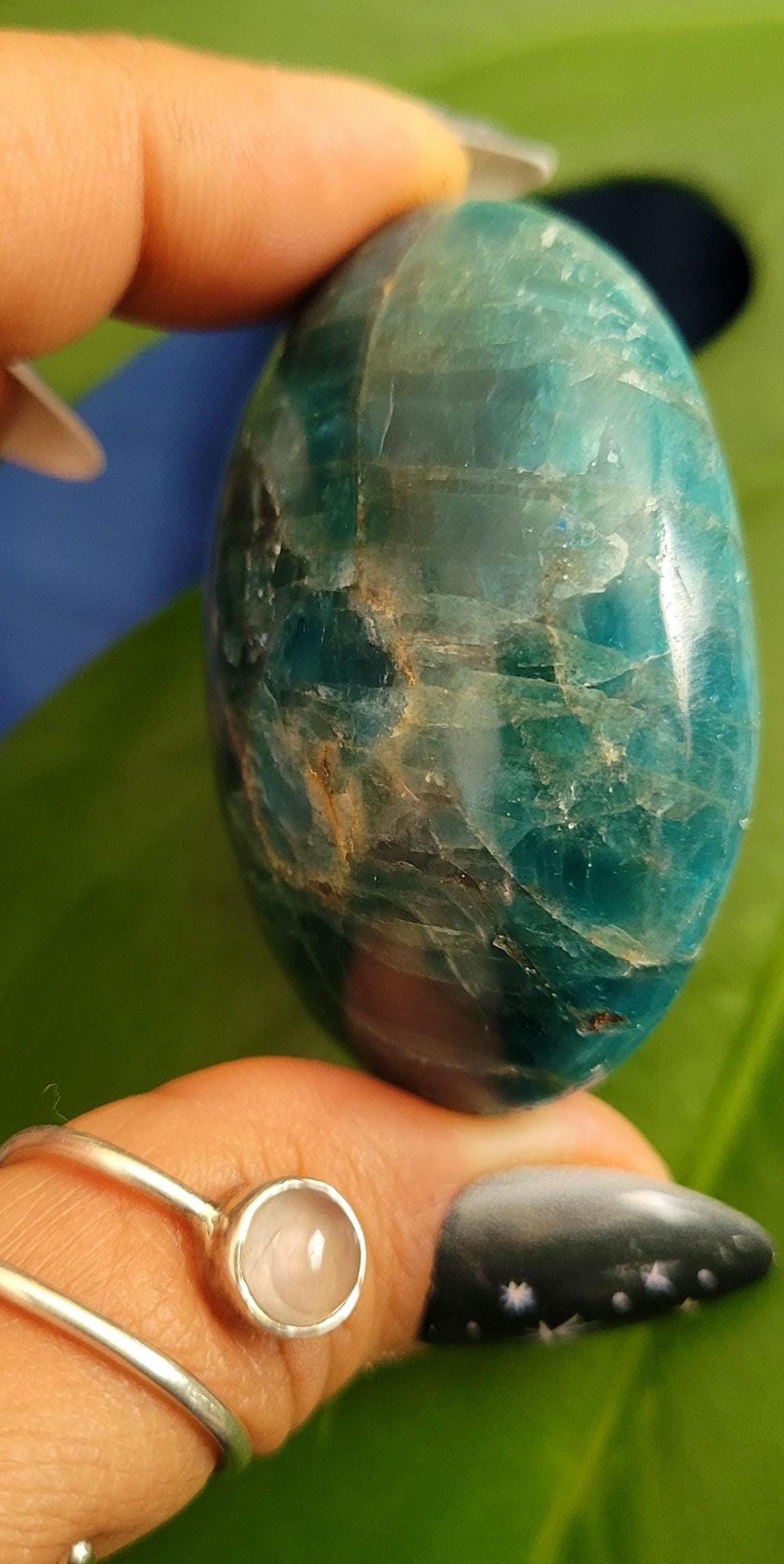 Apatite Palm Stones, Large | Your Pick | Meditation | Birthday Christmas Gift Ideas for you | Electric Blue | Third Eye Chakra