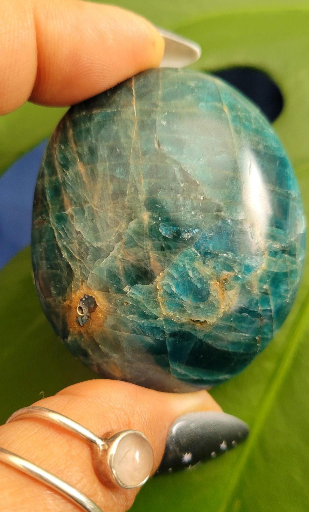 Apatite Palm Stones, Large | Your Pick | Meditation | Birthday Christmas Gift Ideas for you | Electric Blue | Third Eye Chakra