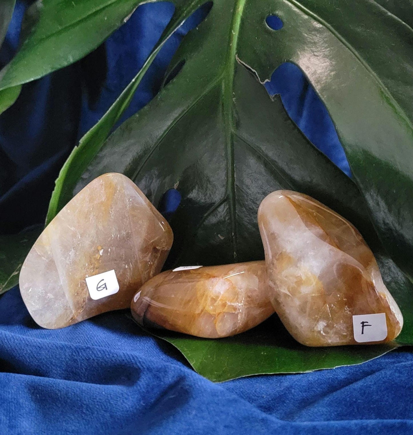 Golden Healer XL Freeforms | Quartz & Iron | Meditation Palm Stone Tools | Birthday Christmas Gift ideas | Good Energy |Gold and White
