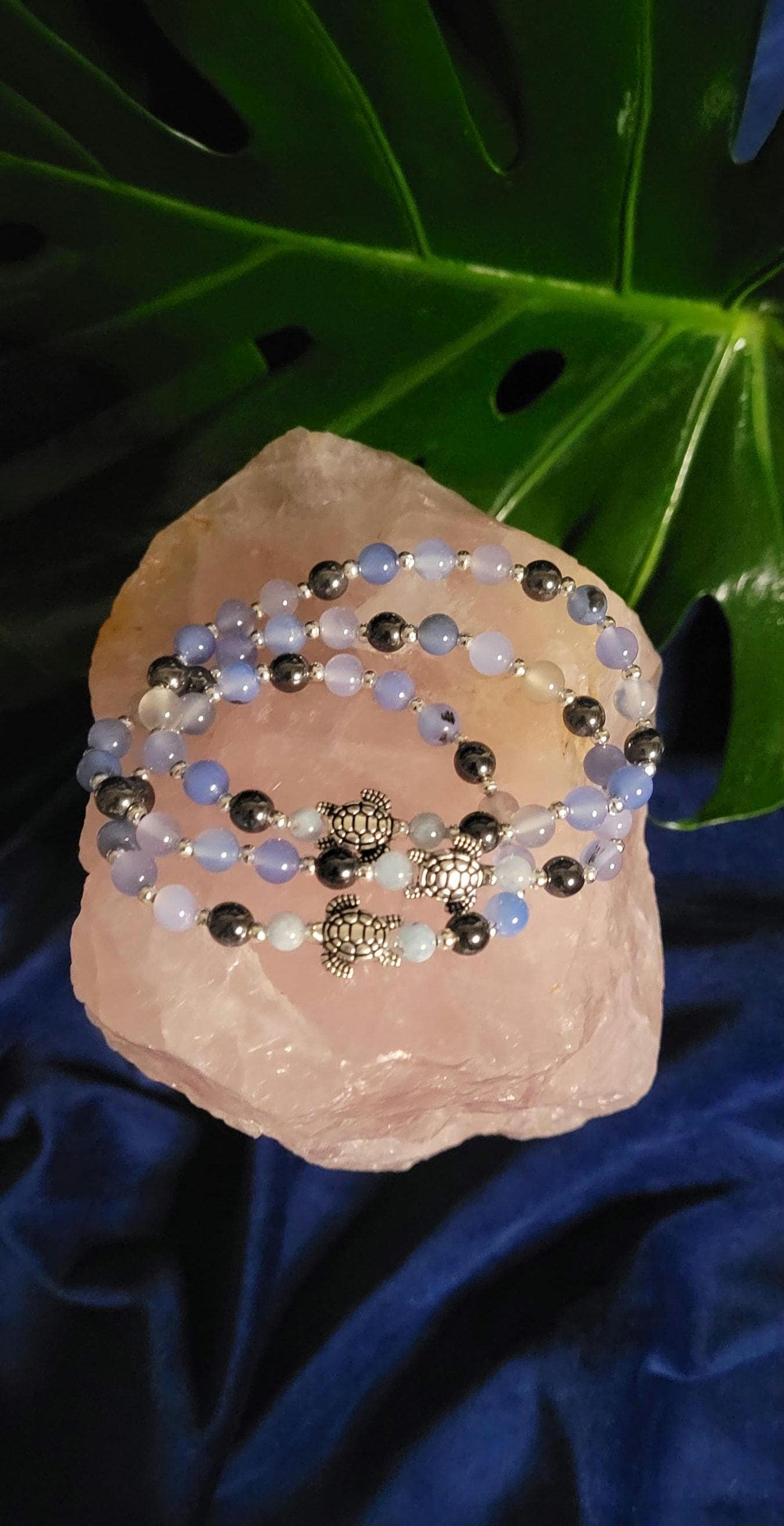 Manifest Peace & Tranquility | 6mm Chalcedony One-of-a-kind Crystal Bracelet | Gifts for him and her | Handmade Dainty Jewelry | Blue