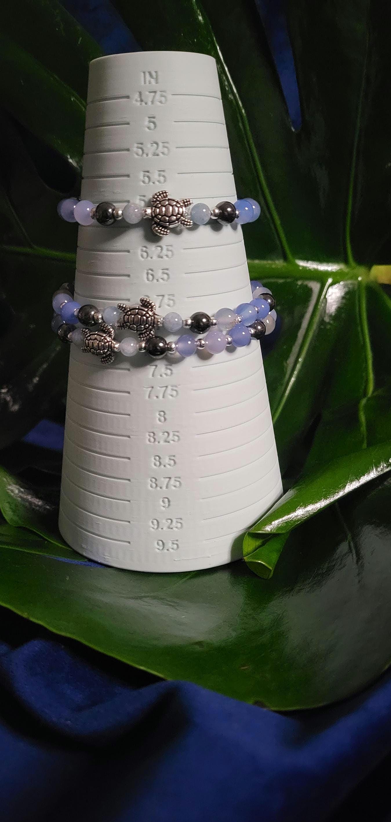 Manifest Peace & Tranquility | 6mm Chalcedony One-of-a-kind Crystal Bracelet | Gifts for him and her | Handmade Dainty Jewelry | Blue