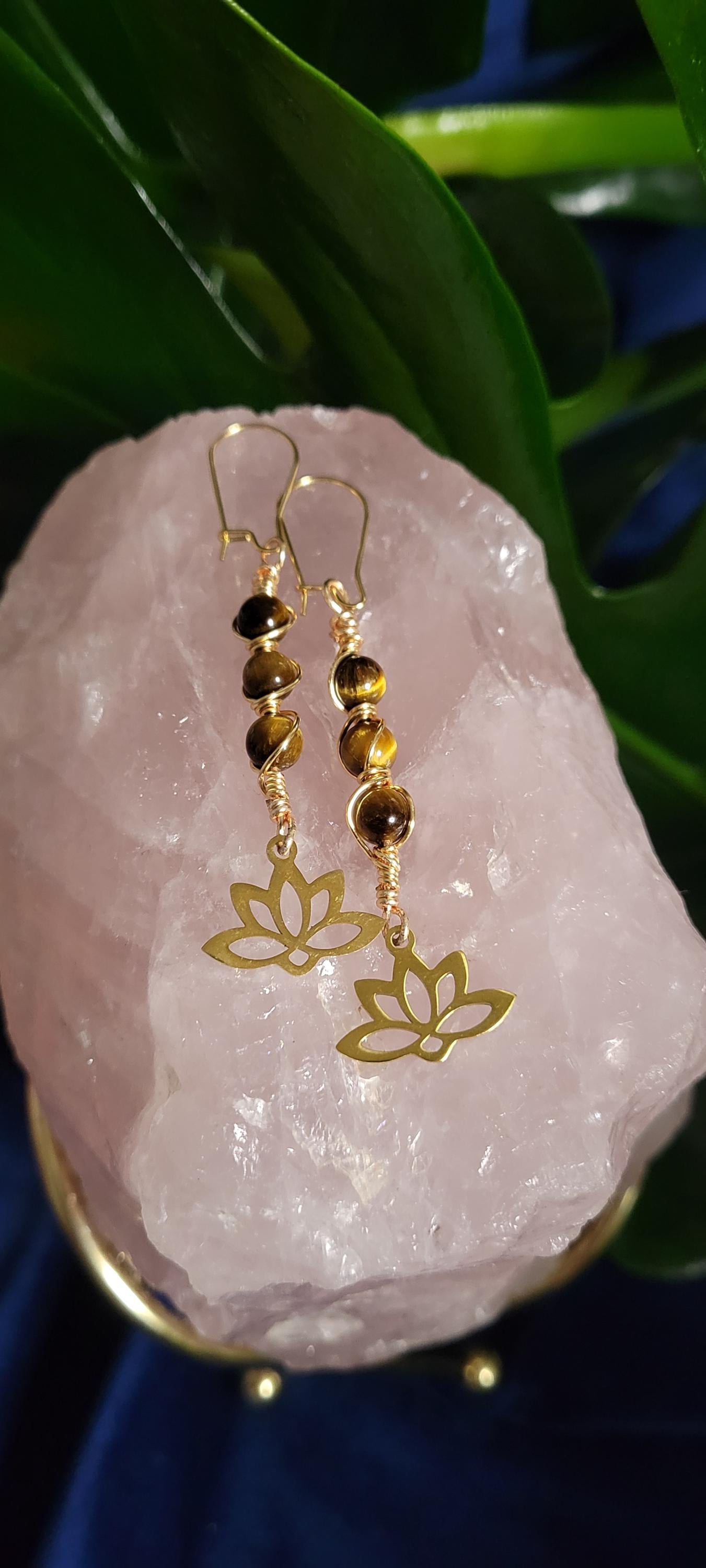 Handmade Dainty Drop Down Earrings | 6mm Crystal Beads & Lotus Flower | Unique Jewelry|Birthday or Valentines Day Love Gift | The Brandi Ann