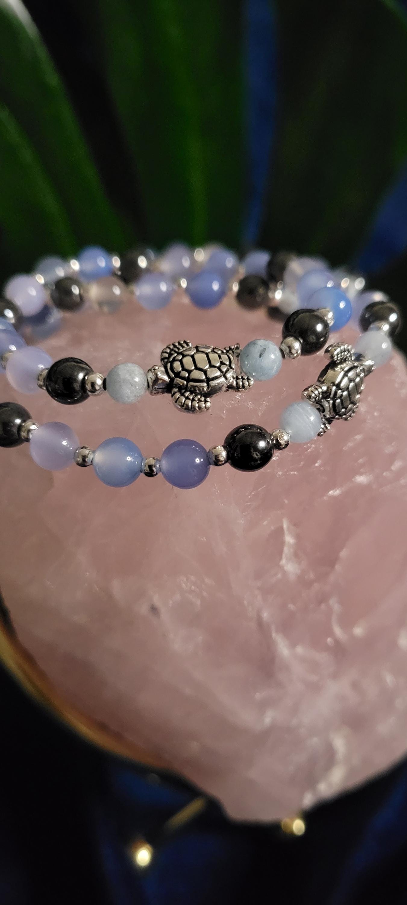 Manifest Peace & Tranquility | 6mm Chalcedony One-of-a-kind Crystal Bracelet | Gifts for him and her | Handmade Dainty Jewelry | Blue