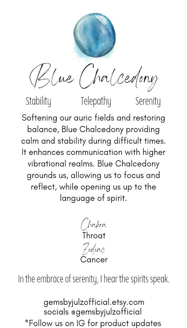 Manifest Peace & Tranquility | 6mm Chalcedony One-of-a-kind Crystal Bracelet | Gifts for him and her | Handmade Dainty Jewelry | Blue