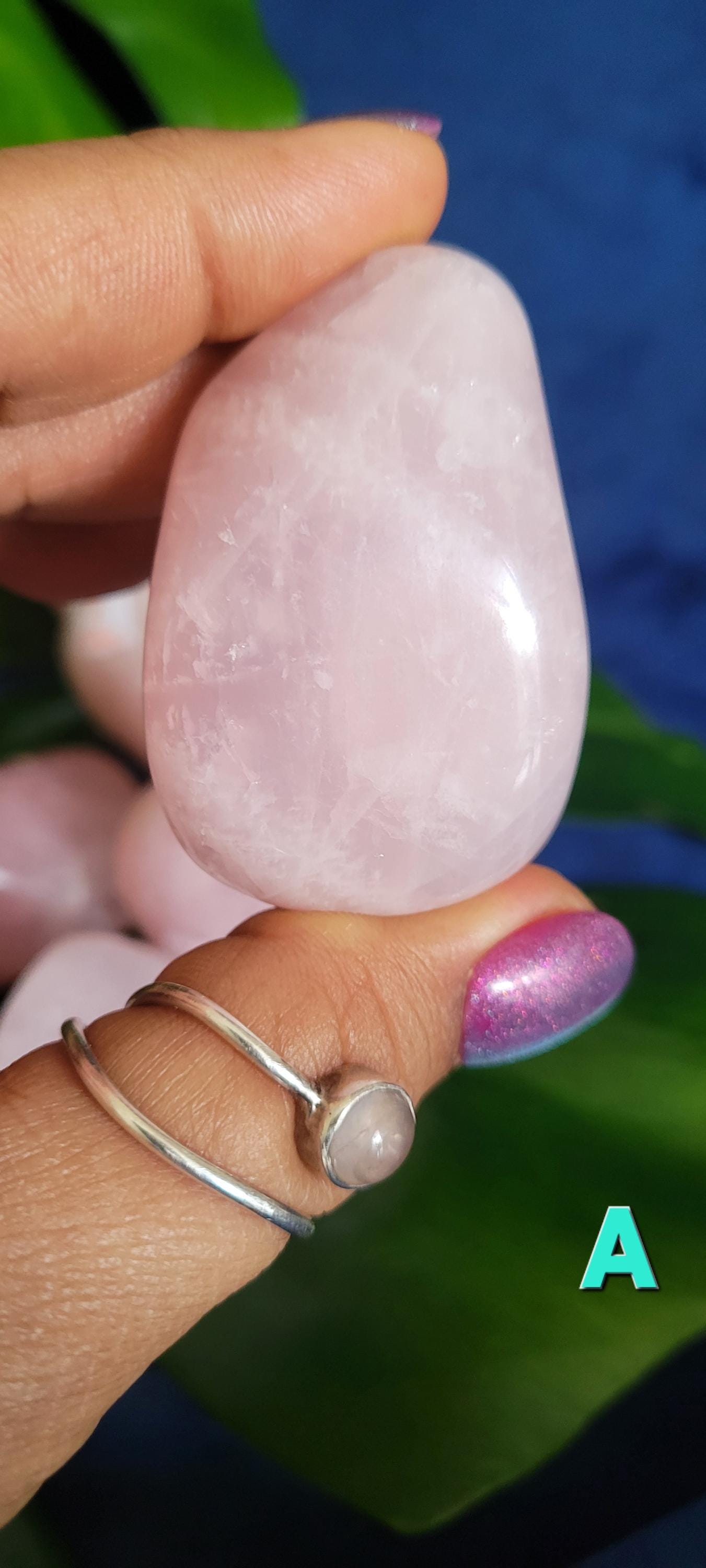 XL Rose Quartz Palmstones | Meditation Tool | Love Stone | Heart Chakra | Cute Home Decor | Gift Ideas for Crystal Collectors | Pastel Pink