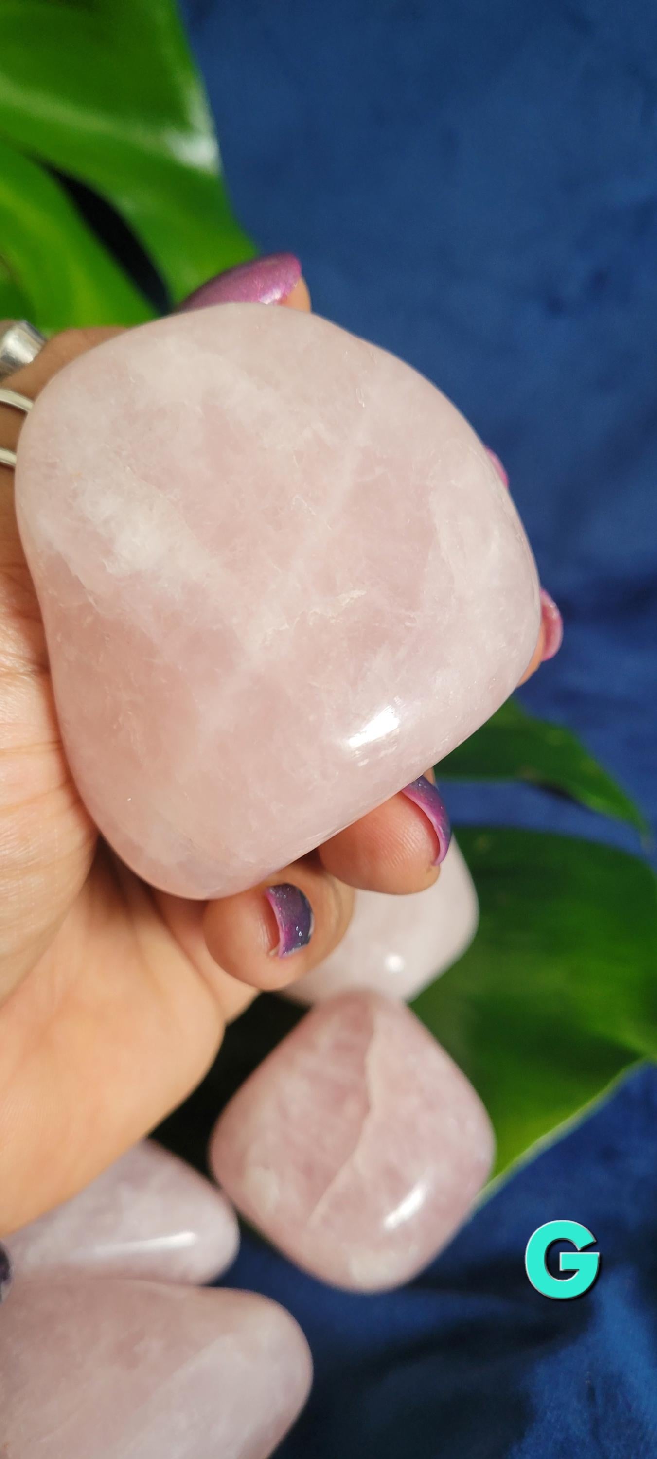 XL Rose Quartz Palmstones | Meditation Tool | Love Stone | Heart Chakra | Cute Home Decor | Gift Ideas for Crystal Collectors | Pastel Pink