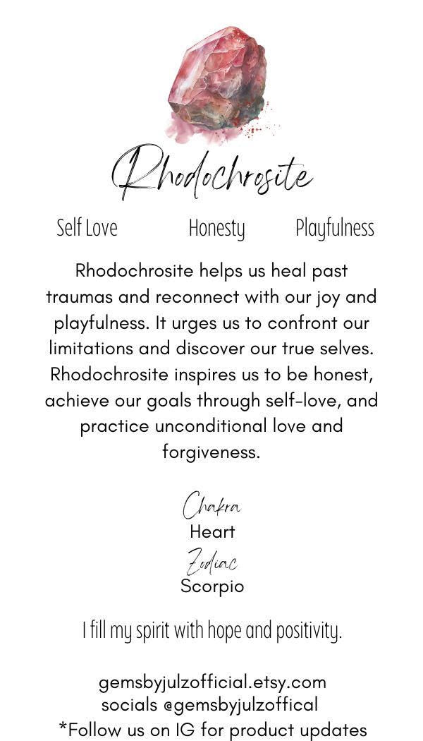 Rhodochrosite Specimens | Manifest Joy and Self-Love | Gifts for Crystal and Mineral Collectors | Hearth Chakra | Pastel Pink Love Gems