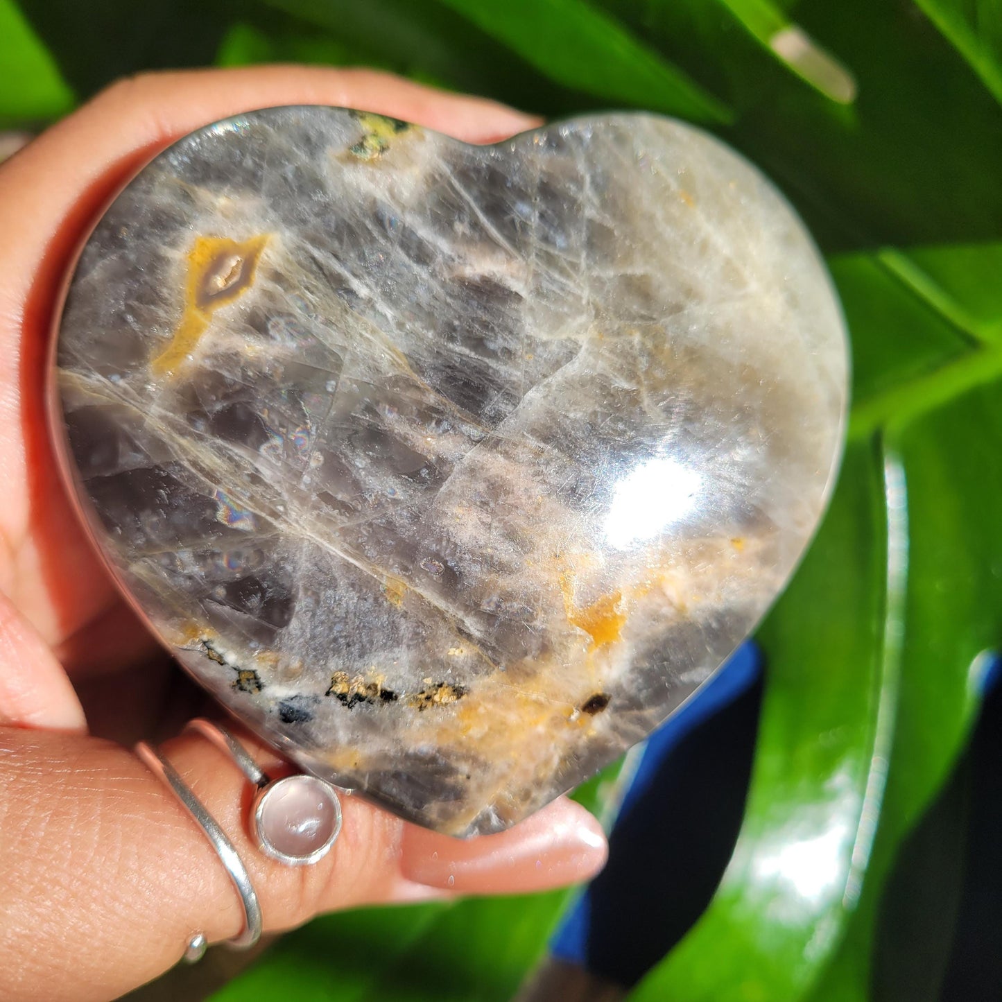 Black Moonstone | Puffy Heart Carvings | Crystal Collector | Home Decor | Birthday Valentines Day Love Gift | Crown Chakra | 175g & 228g