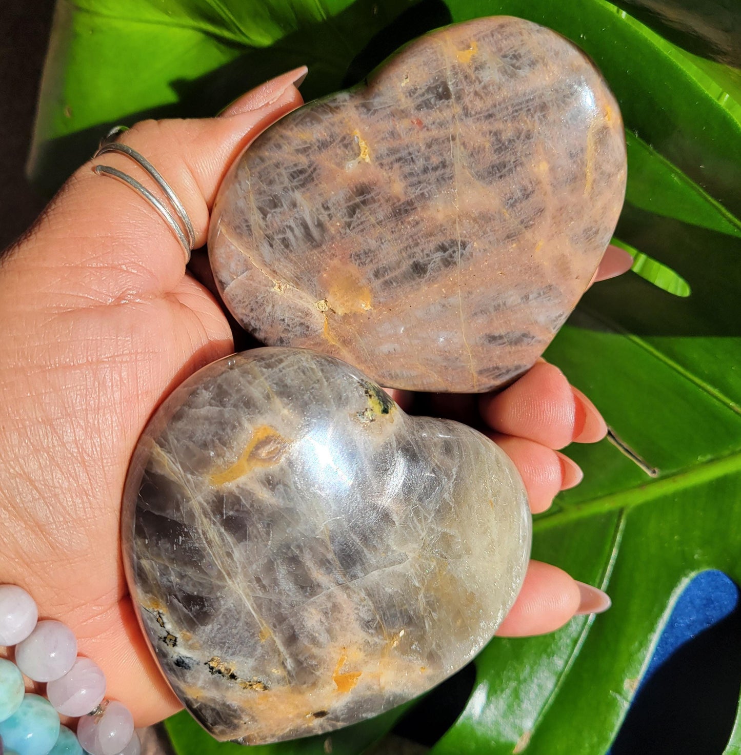 Black Moonstone | Puffy Heart Carvings | Crystal Collector | Home Decor | Birthday Valentines Day Love Gift | Crown Chakra | 175g & 228g