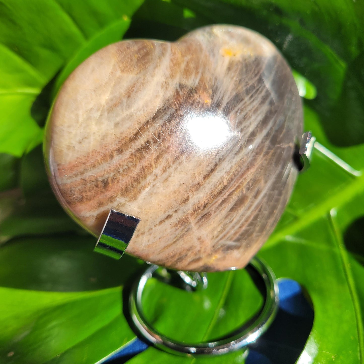 Black Moonstone | Puffy Heart Carving with Stand | Crystal Collector | Home Decor | Birthday Valentines Day Love Gift | Crown Chakra | 348g
