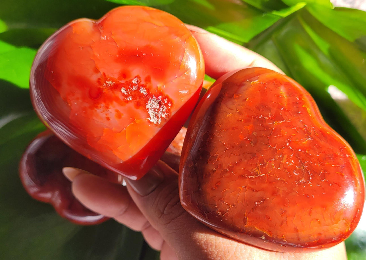 Puffy Carnelian Crystal Hearts | Meditation Tools | Crystal Collector | Home Office Decor | Valentines Day Love Gift | Root & Sacral Chakra