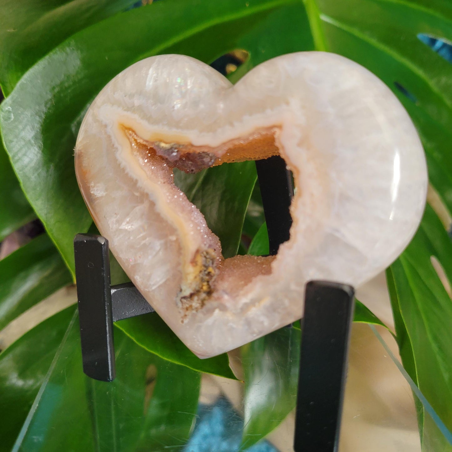 Stunning Druzy Agate Heart with Stand | Crystal Collector | Luxury Home Decor | Love You Gift | Statement Piece | Harmony & Balance| 0.5lbs