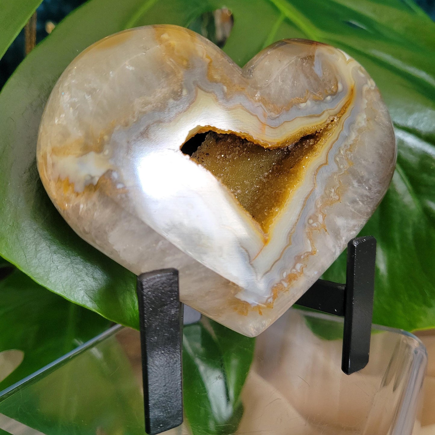 Stunning Druzy Agate Heart with Stand | Crystal Collector | Luxury Home Decor | Love You Gift | Statement Piece |Harmony & Balance| 0.82lbs