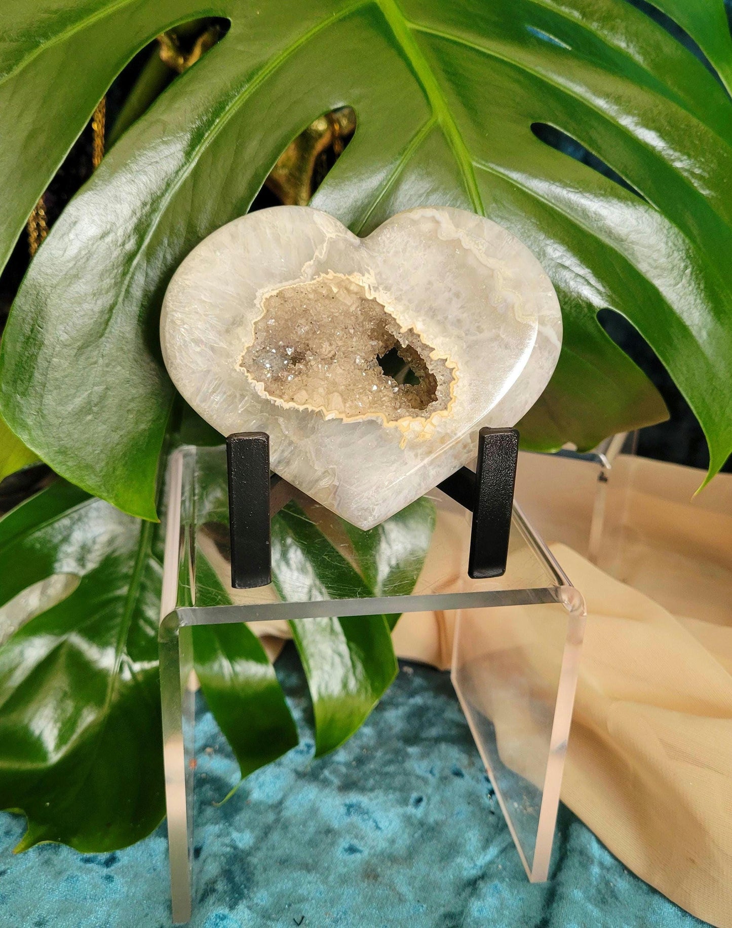 Stunning Druzy Agate Heart with Stand | Crystal Collector | Luxury Home Decor | Love You Gift | Statement Piece |Harmony & Balance| 0.61lbs