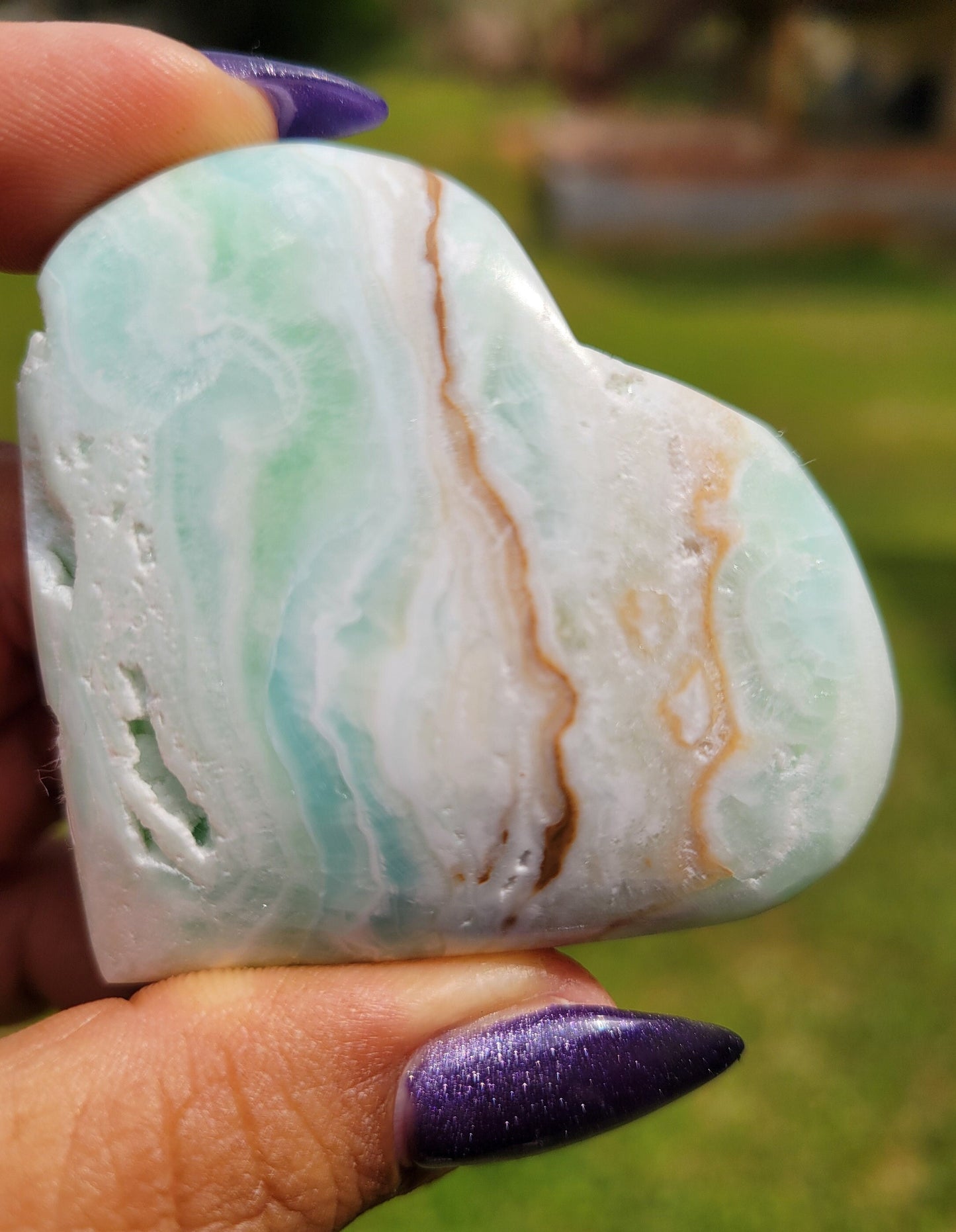 Beautiful Caribbean Calcite Heart Carving | Crystal Collector | Vibrant Beachy Colors with Clam Energy |Birthday or Valentines Day Love Gift